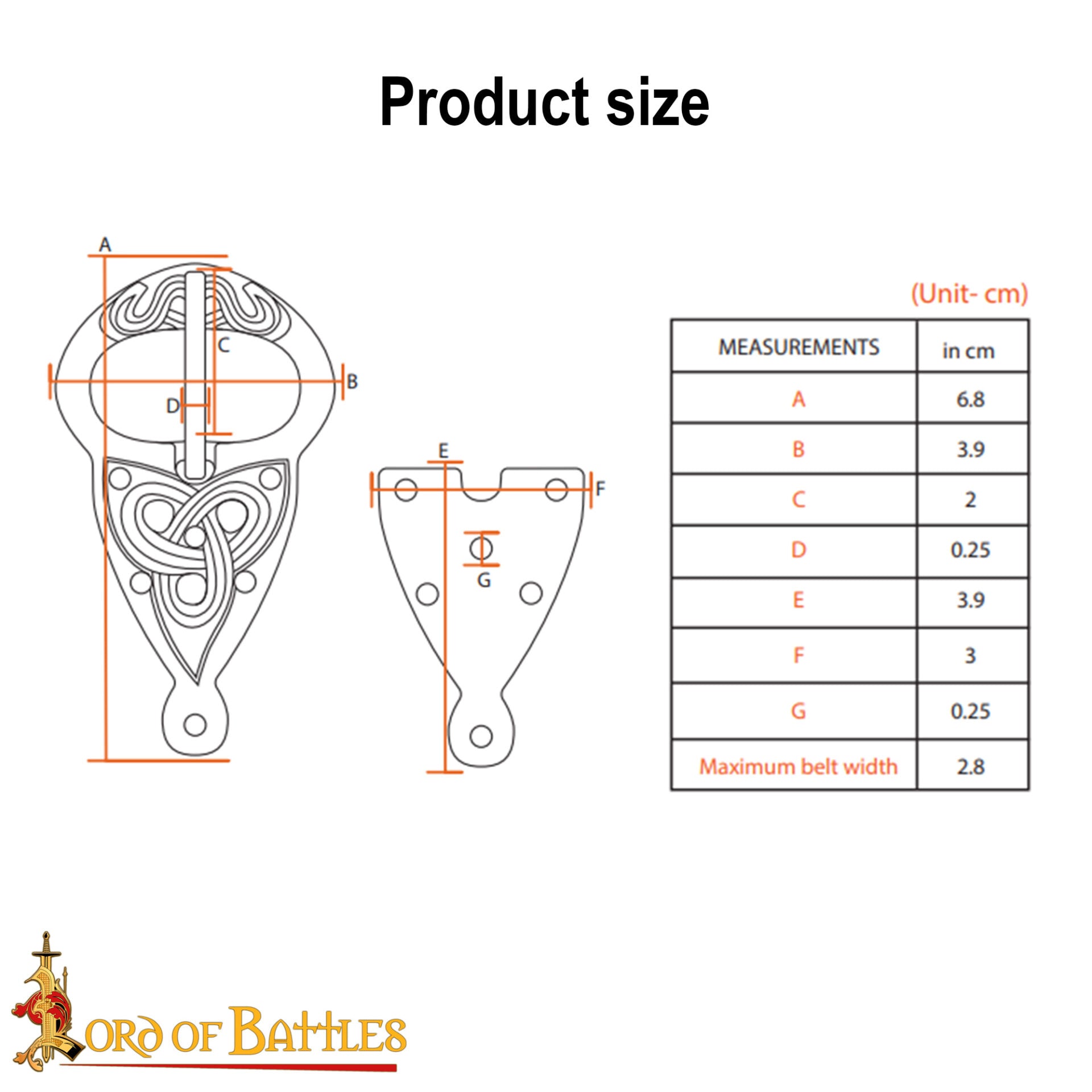 Imagen única de: Set de 5 hebillas vikingas con placa y nudos celtas, latón - imagen 3