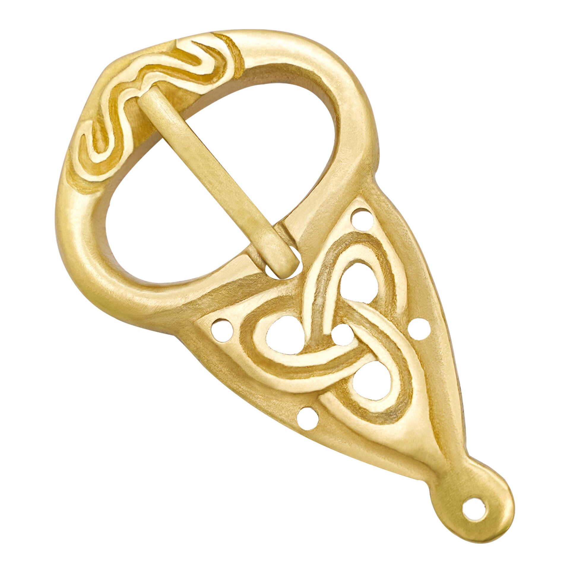 Imagen única de: Hebilla de Cinturón Vikinga con Placa Posterior Nudos Celtas Latón Puro