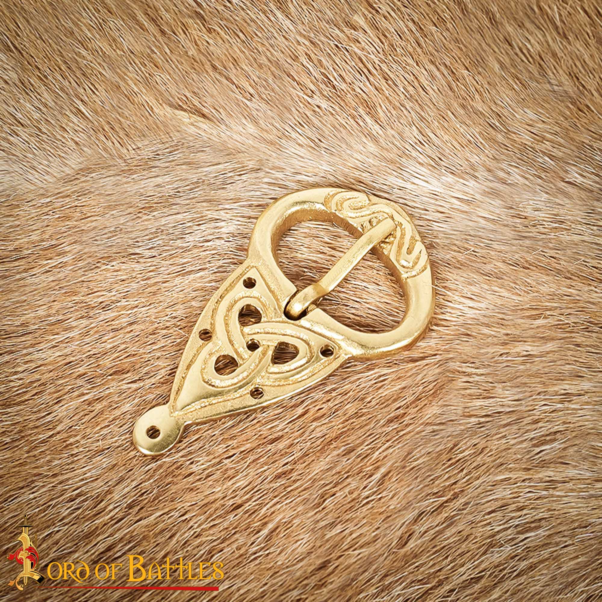 Imagen única de: Hebilla de Cinturón Vikinga con Placa Posterior Nudos Celtas Latón Puro
