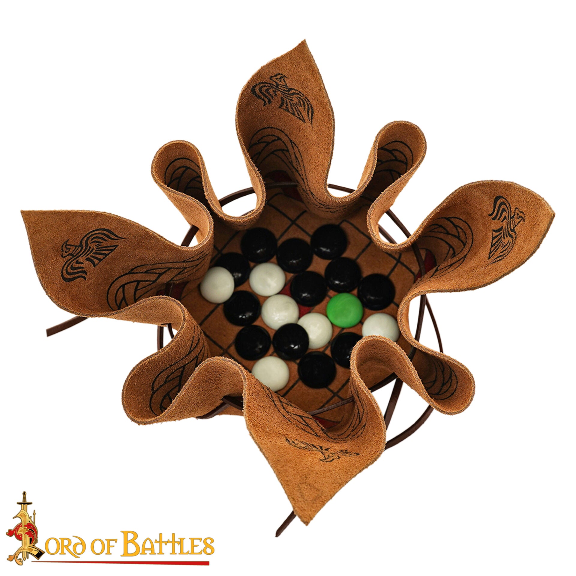 Imagen única de: Juego Hnefatafl Vikingo del Siglo X - Edición de Viaje de Cuero Hecho a Mano