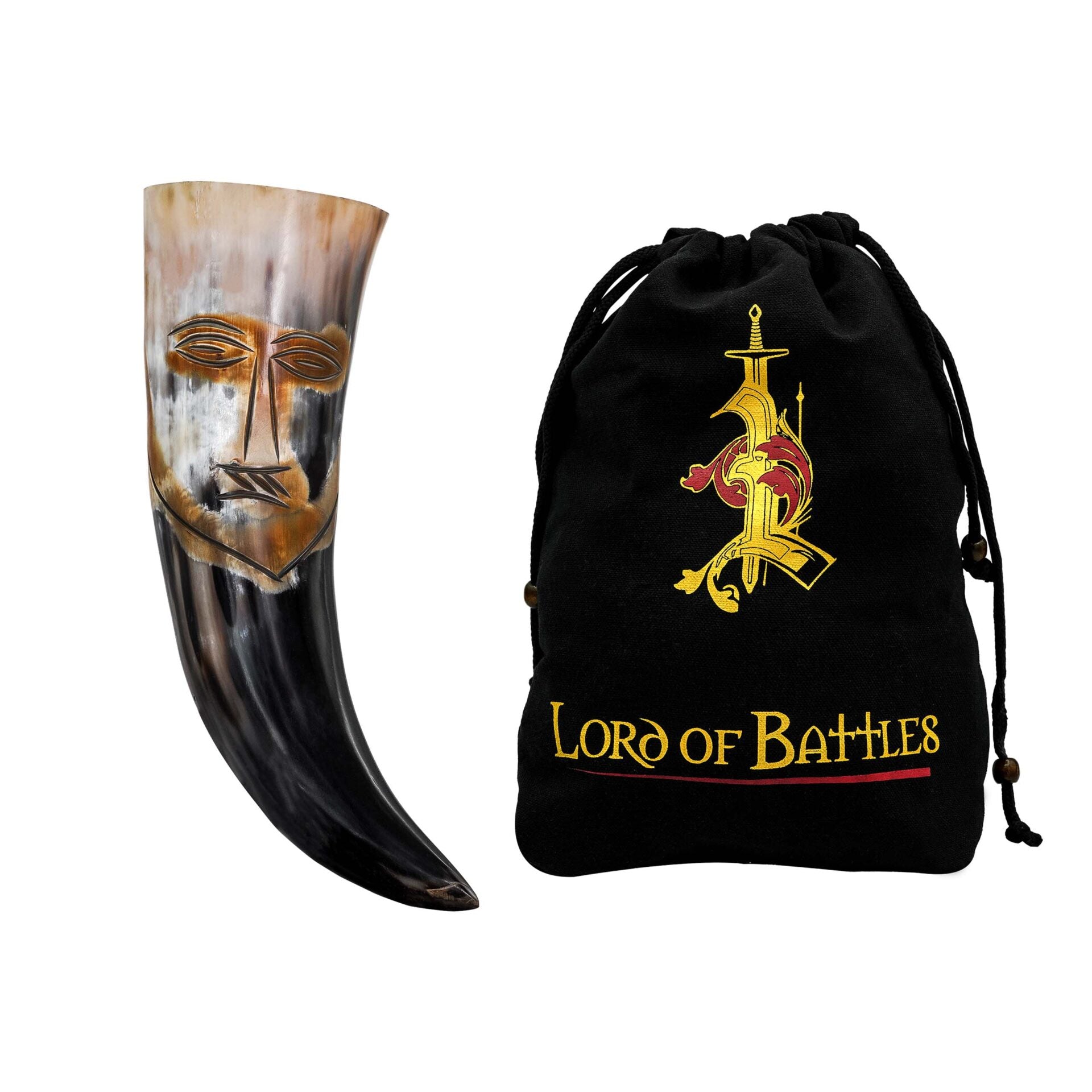 Imagen única de: Cuerno de beber genuino Tribal Face (500–600 ml)