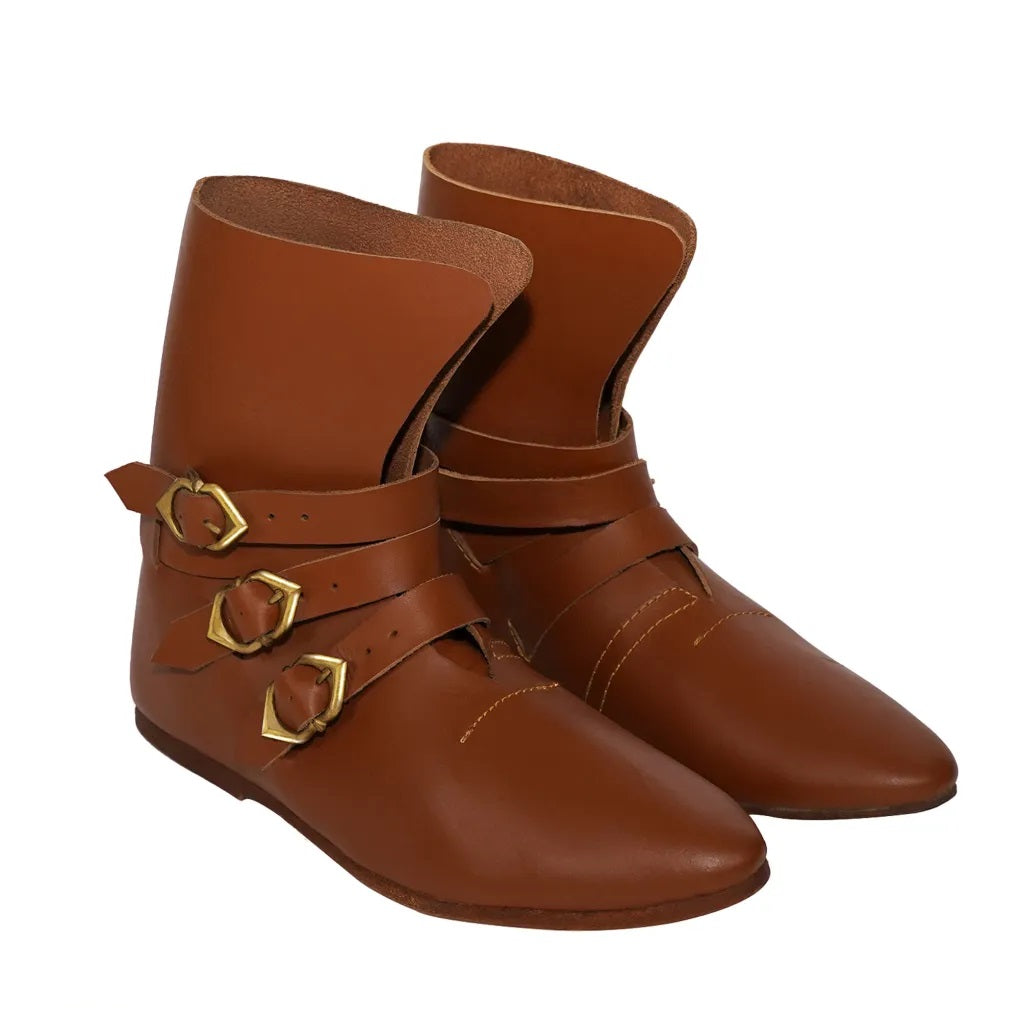 Botas de cuero siglo XV con triple hebilla de latón - imagen 15
