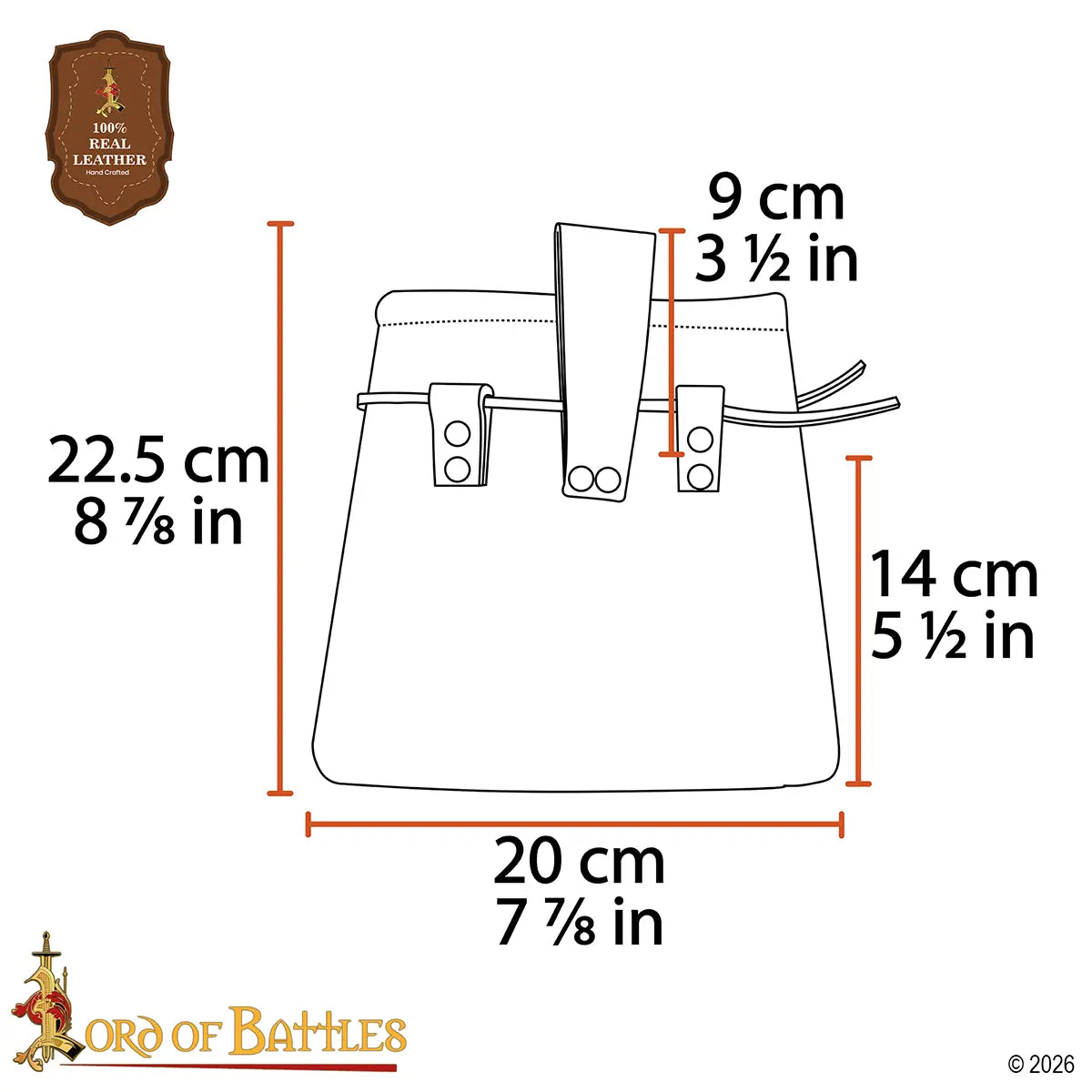 Bolsa de cinturón medieval de cuero con cordón - Negro - imagen 3
