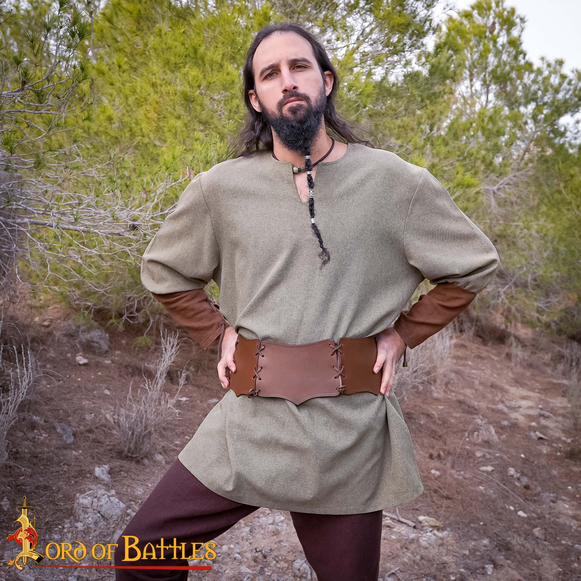 Cinturón vikingo de cuero artesanal con hebillas de latón - imagen 16