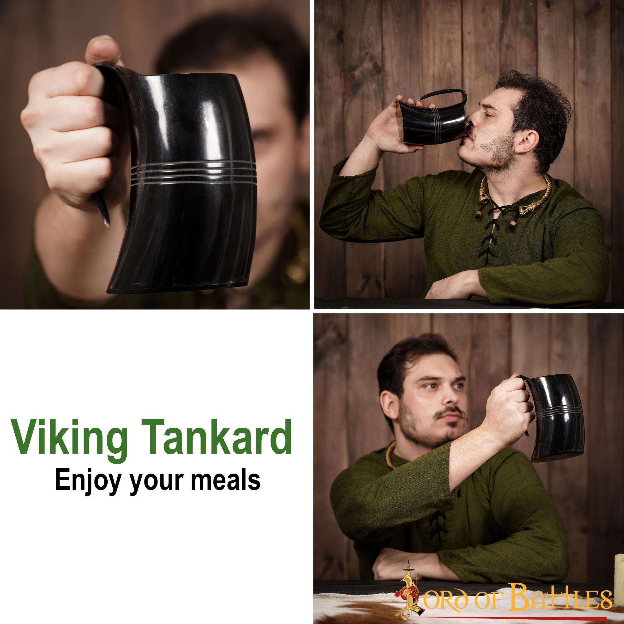 Imagen única de: Jarra de cerveza vikinga en cuerno de buey hecha a mano - imagen 4