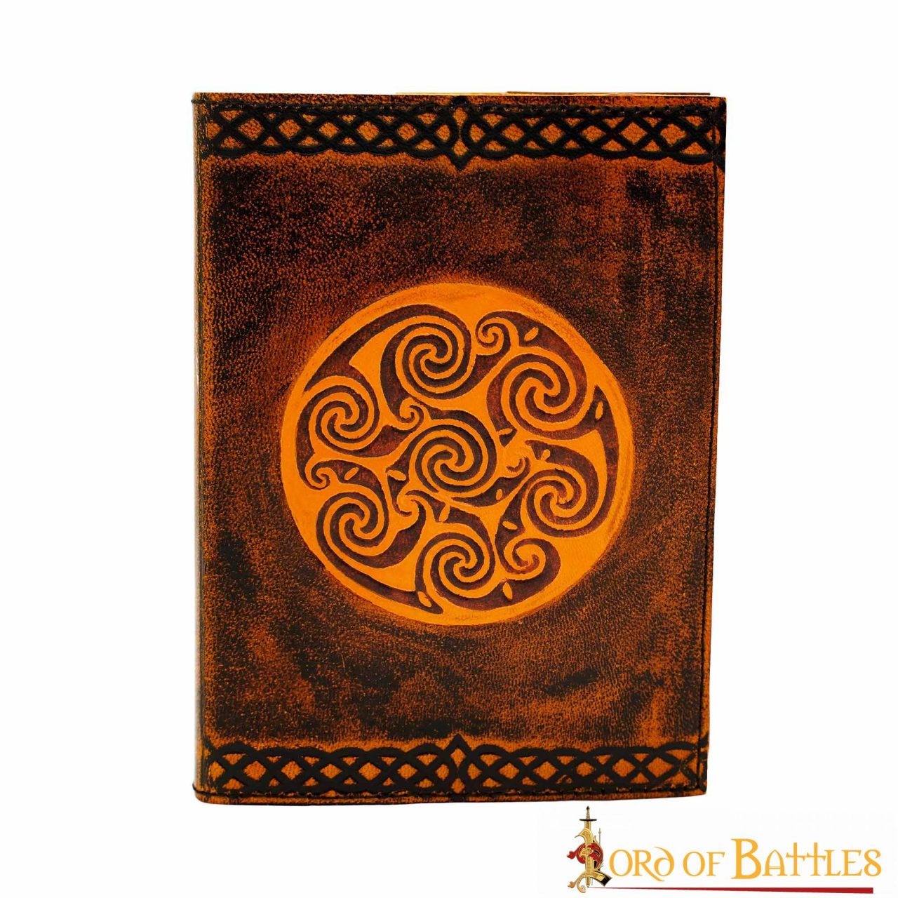 Imagen única de: Diario Medieval de Piel Auténtica Hecho a Mano con Diseño Celta en Espiral