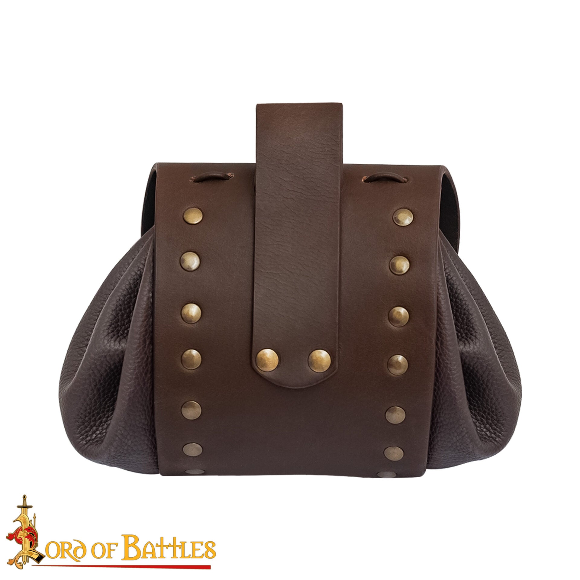 Bolsa de cinturón medieval en piel con botón de latón - imagen 16