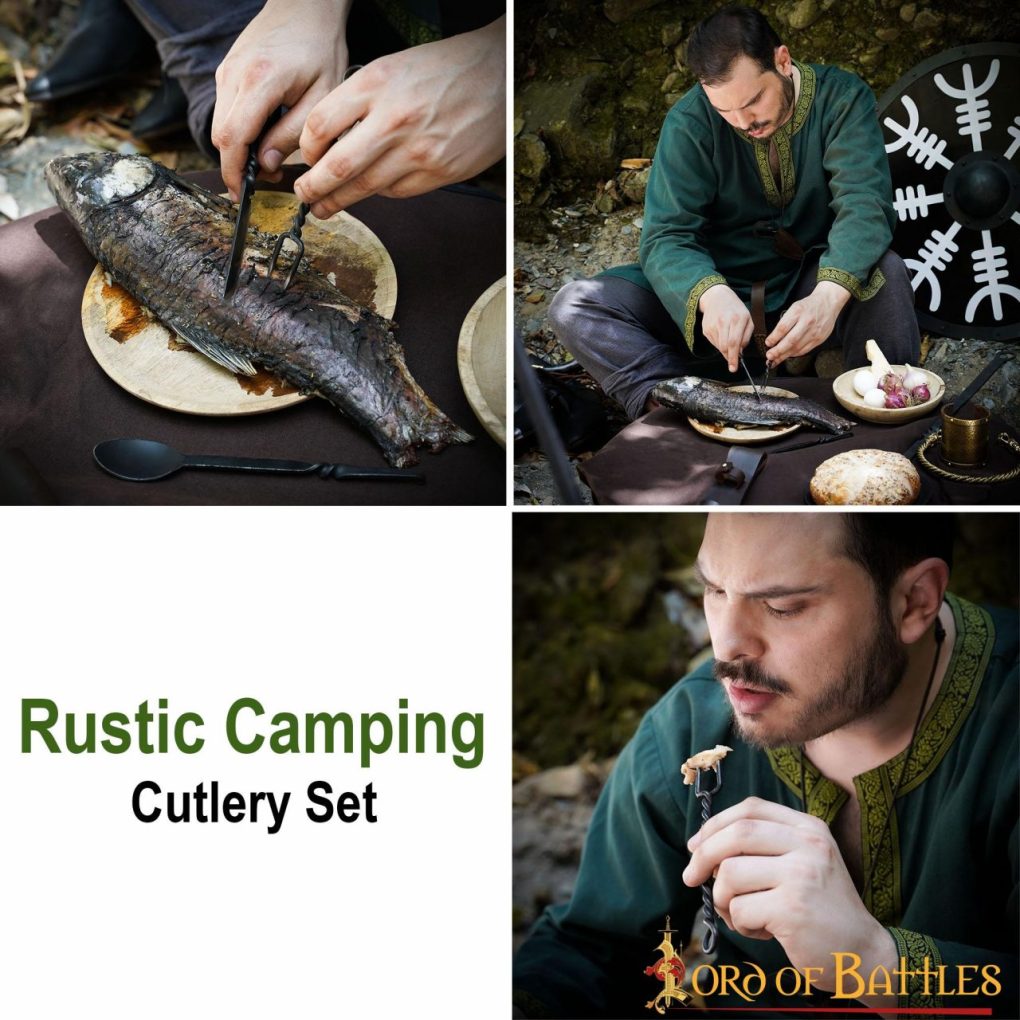 Imagen única de: Juego de Cubiertos Rústicos de Acero Inoxidable Funcionales para Campamento