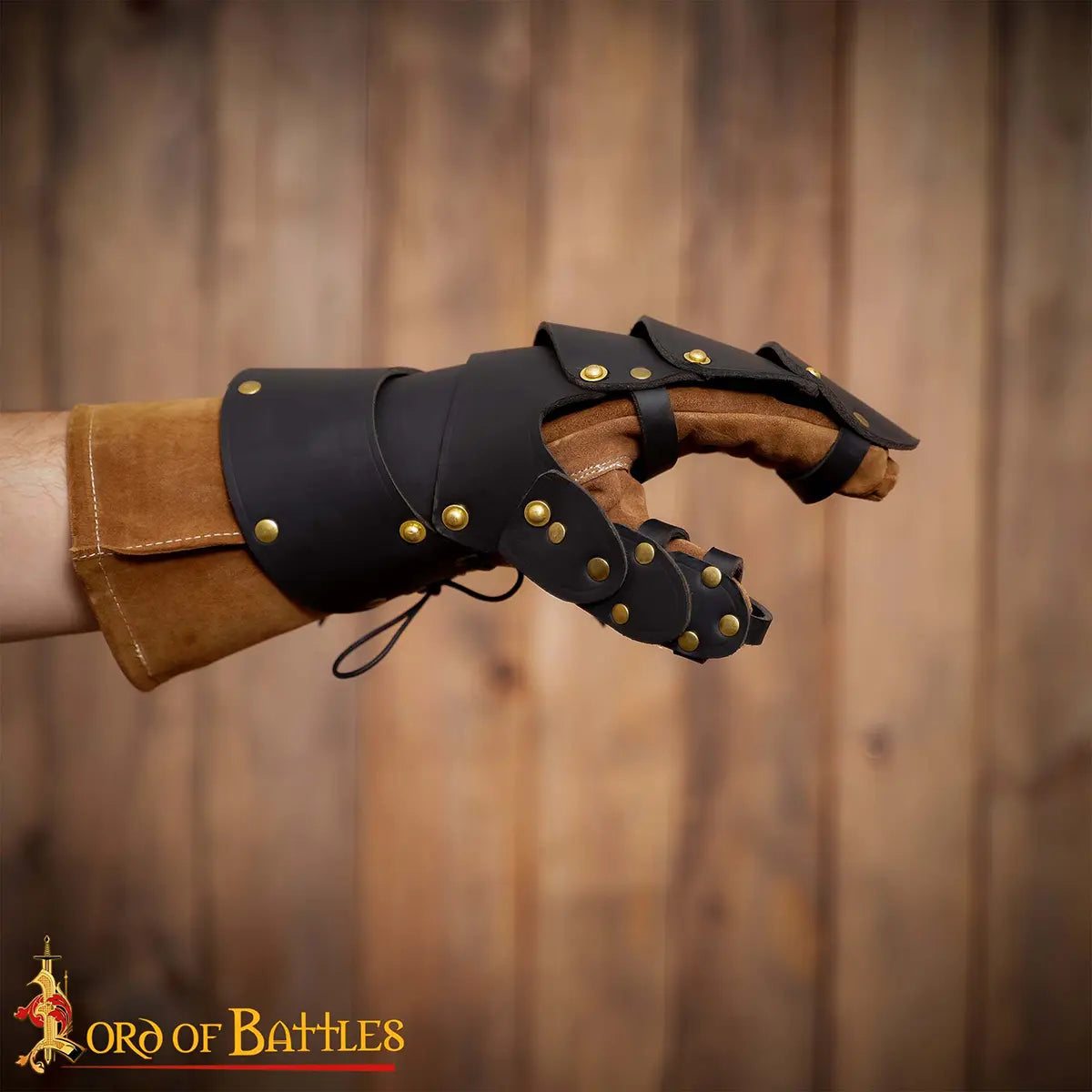 Guantes de cuero genuino remachados en latón, hechos a mano - imagen 5