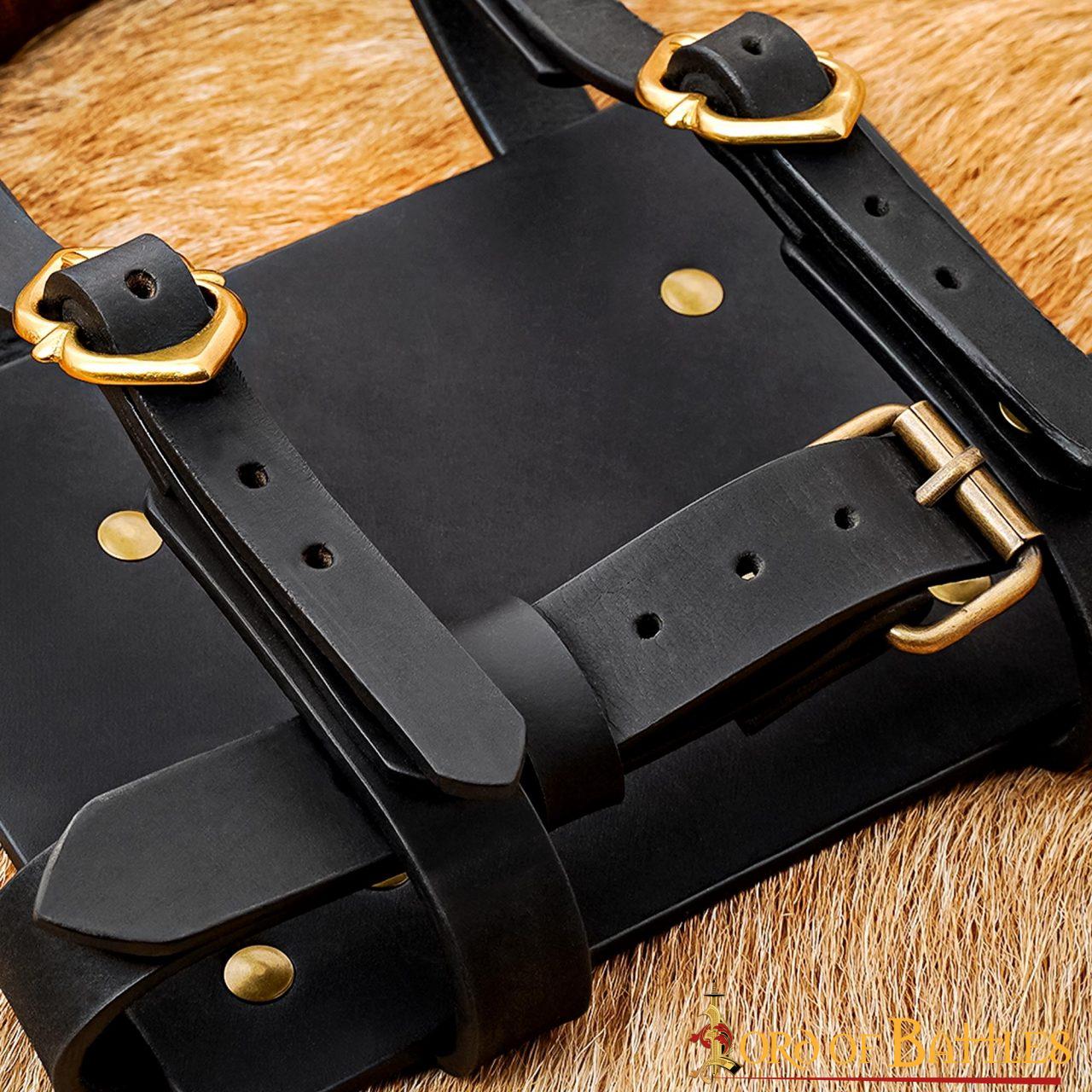 Porta diario medieval de cuero con hebillas de latón - imagen 12