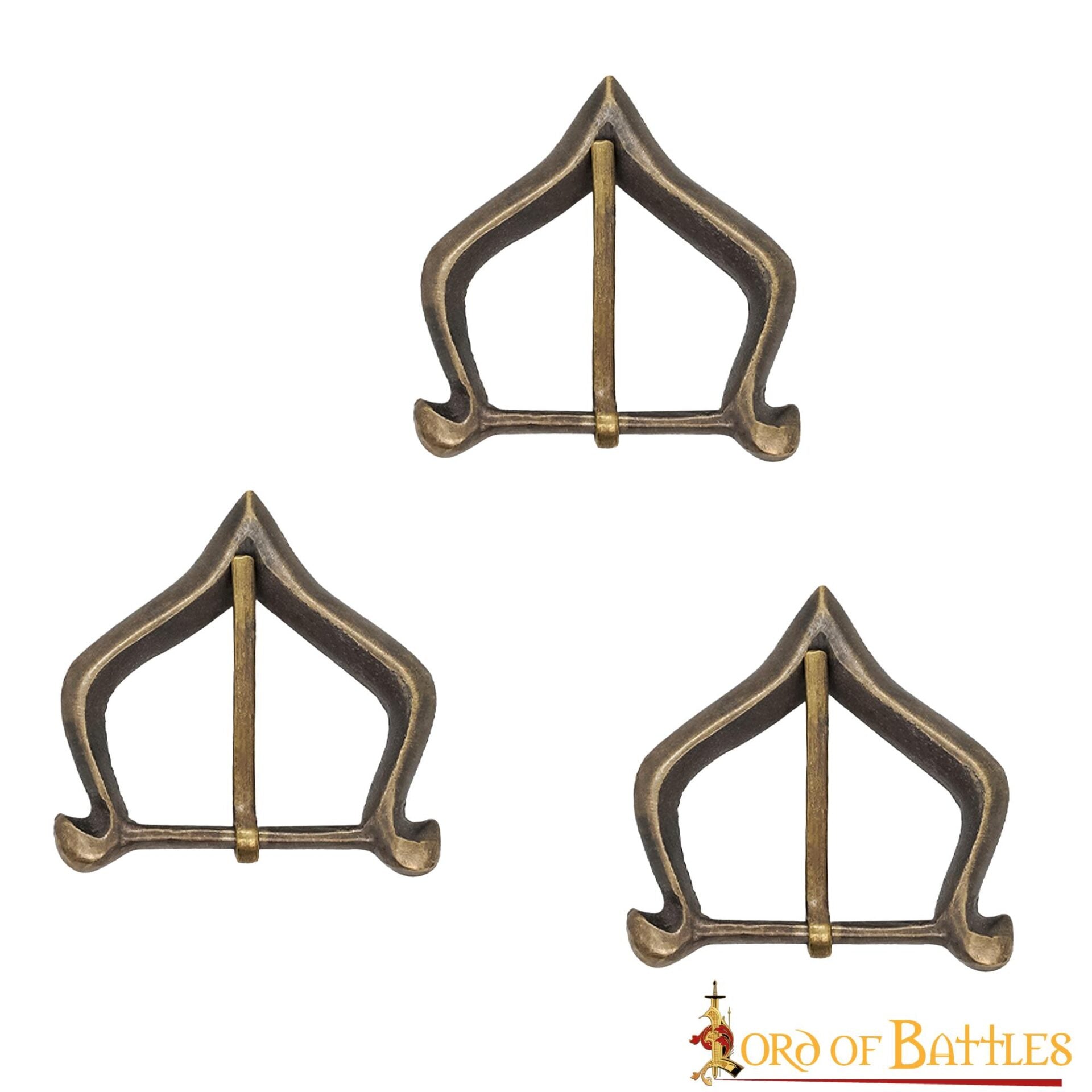Imagen única de: Juego de 3 hebillas de cinturón de latón, estilo medieval tardío