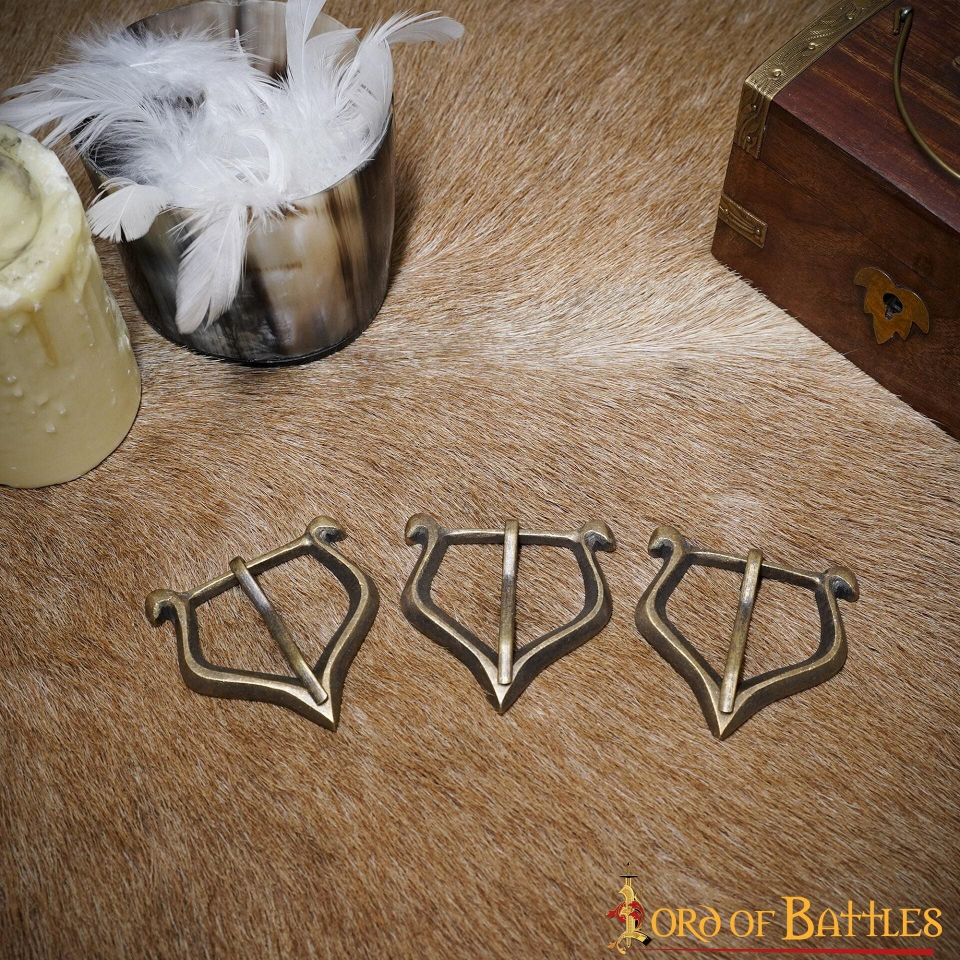Imagen única de: Juego de 3 hebillas de cinturón de latón, estilo medieval tardío - imagen 7
