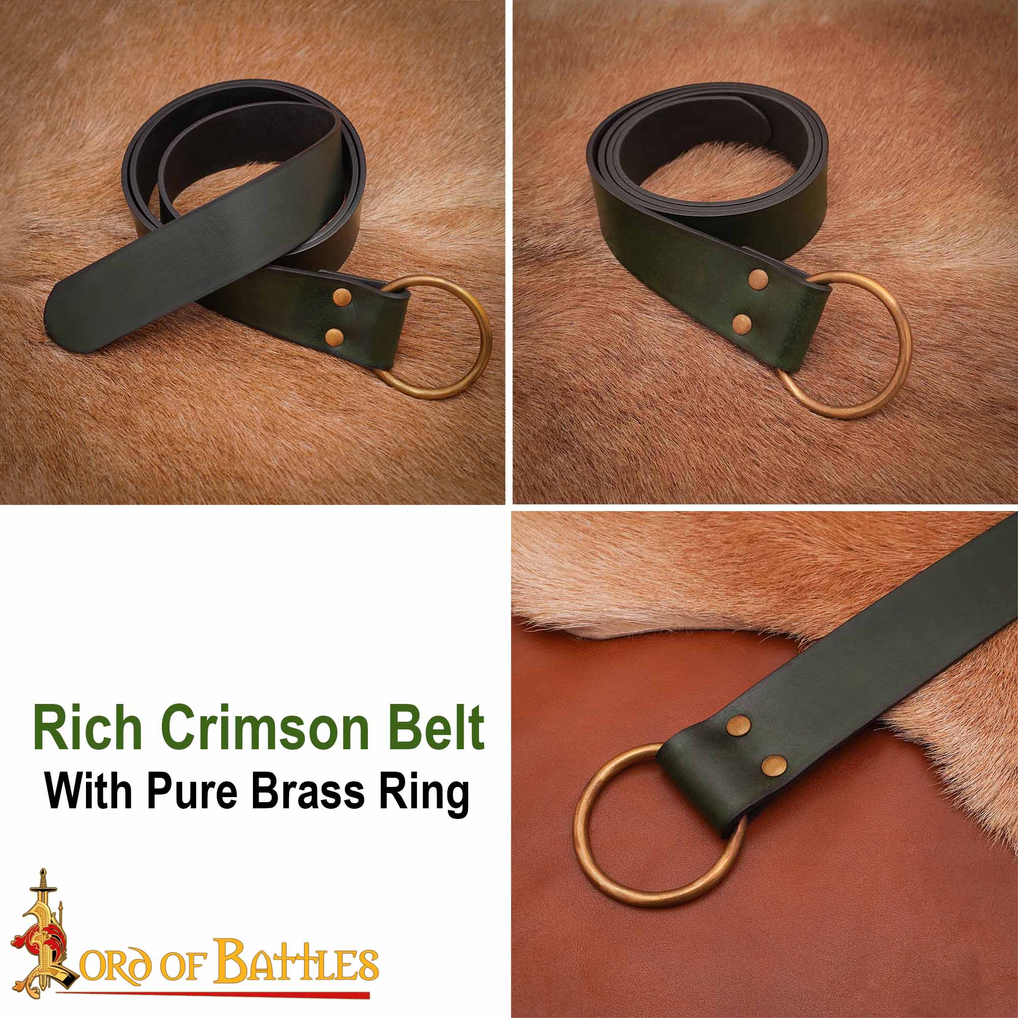 Imagen única de: Cinturón de piel artesanal con hebilla anillo de latón