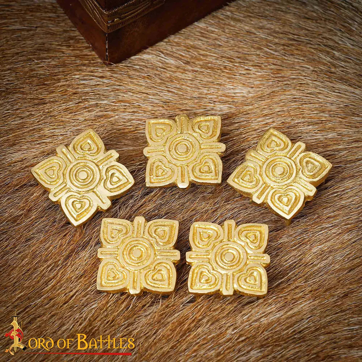 Set de 5 adornos vikingos para cinturón en latón macizo - imagen 4