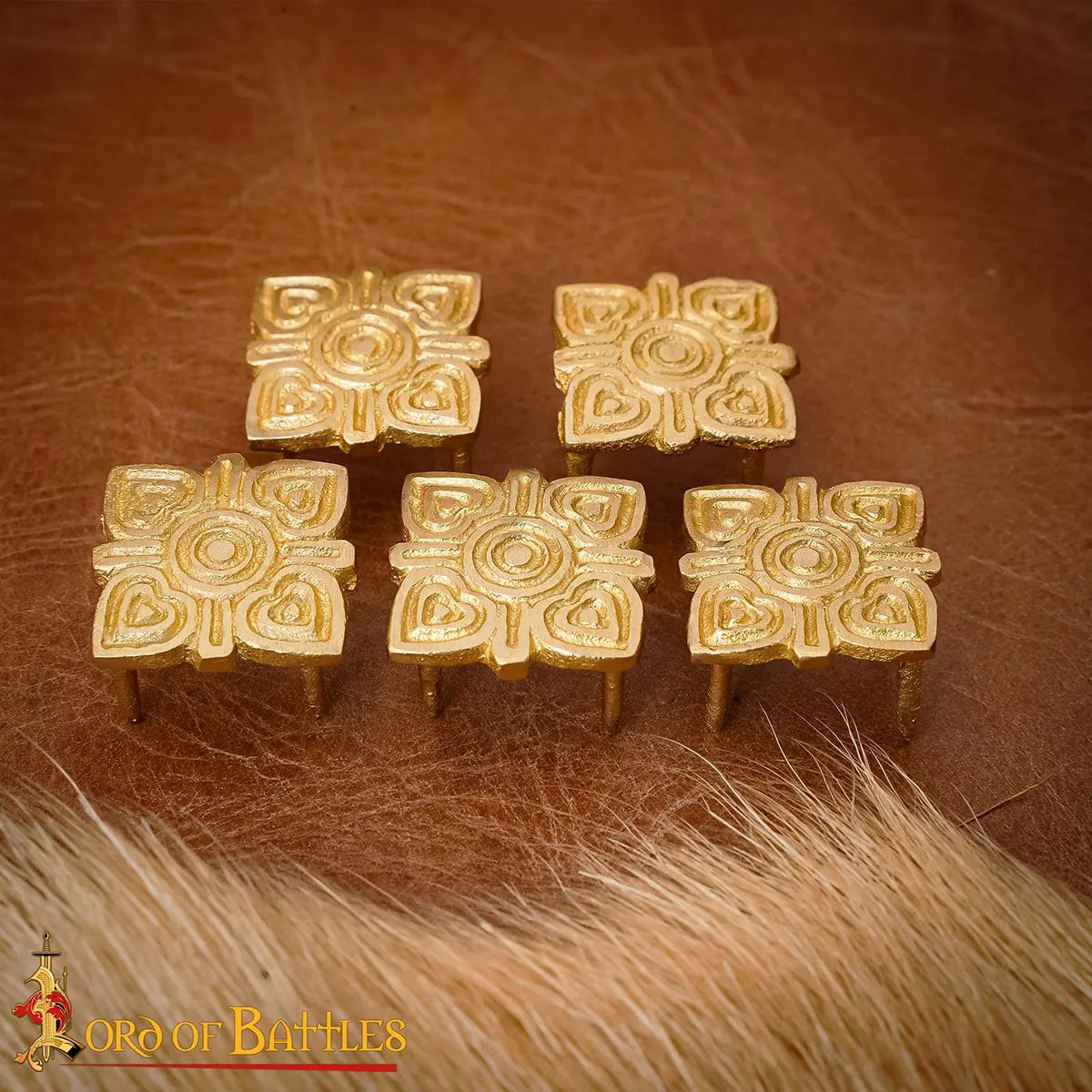 Set de 5 adornos vikingos para cinturón en latón macizo - imagen 6
