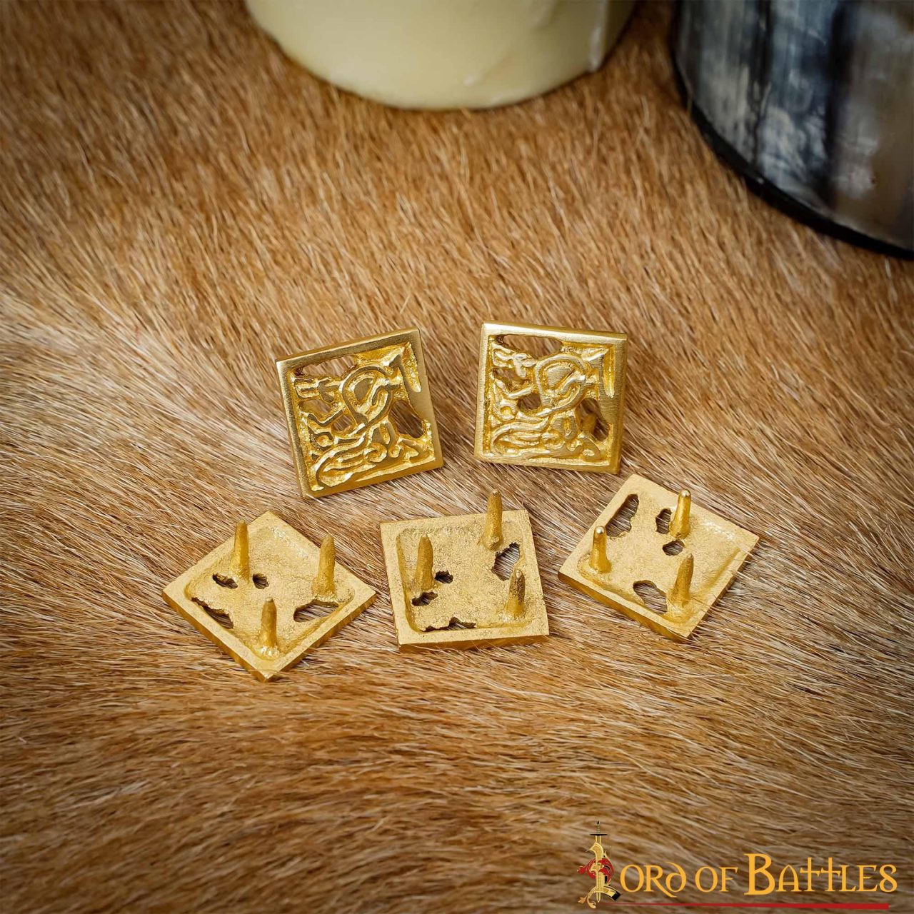 Imagen única de: Conjunto de 5 adornos de cinturón vikingos en latón macizo - imagen 2