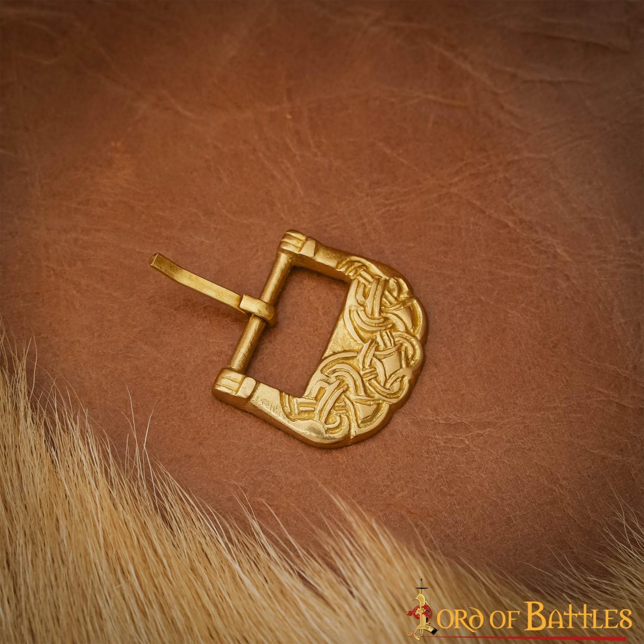 Imagen única de: Hebilla vikinga de latón macizo con nudos celtas - imagen 4