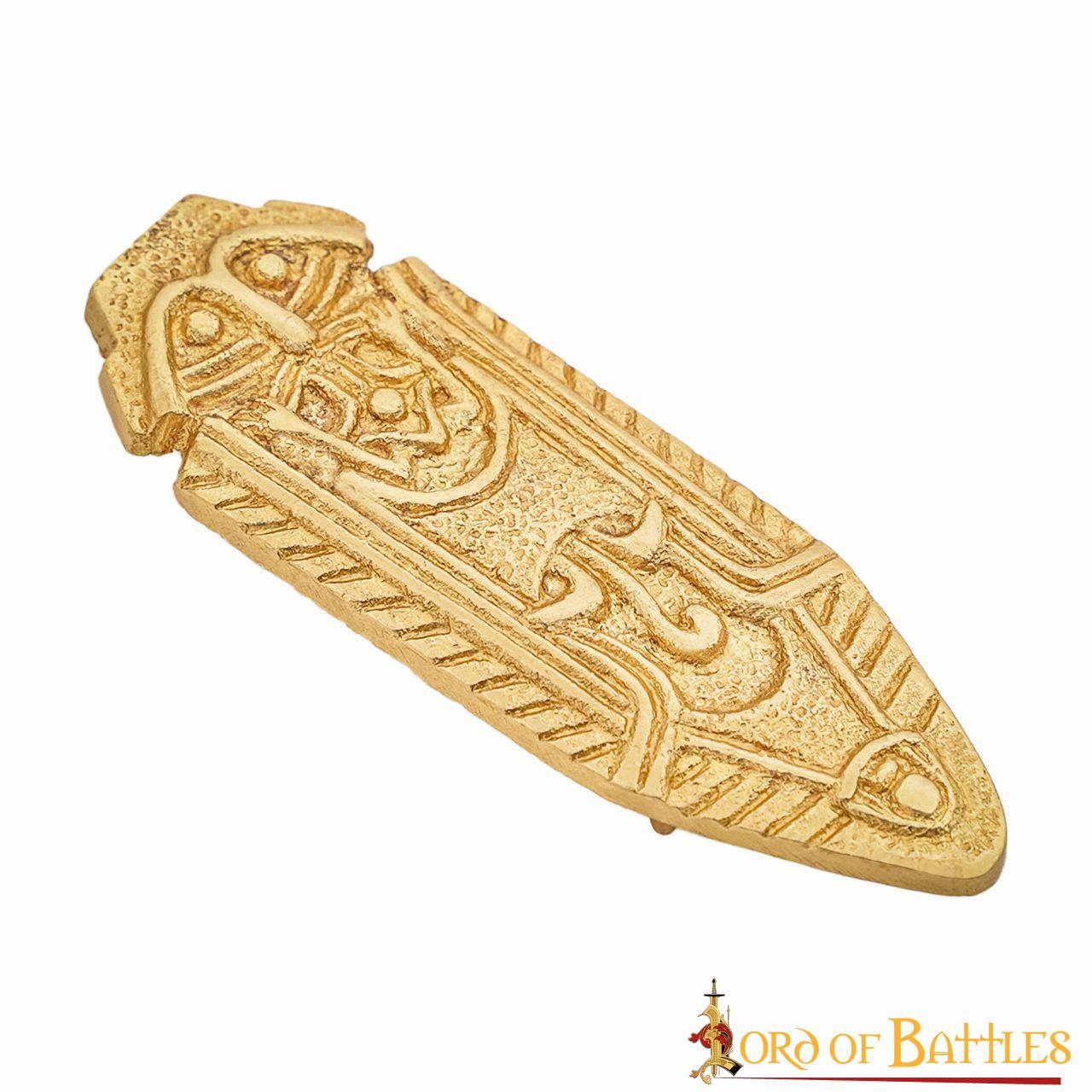 Imagen única de: Punta de Cinturón de Latón Vikingo - Chape Grabado - Accesorio Medieval de Latón Macizo para Cinturón