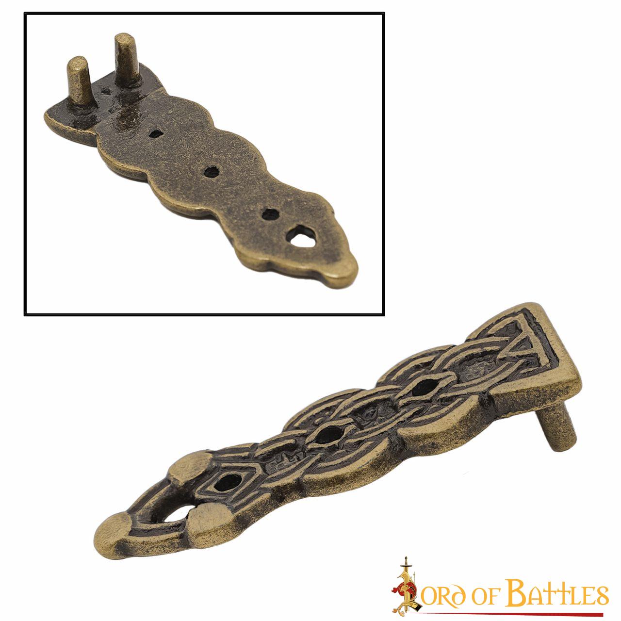 Latón Antiguo Pequeño Cinturón Celta / Chape Accesorio de Cuero - Imagen 2