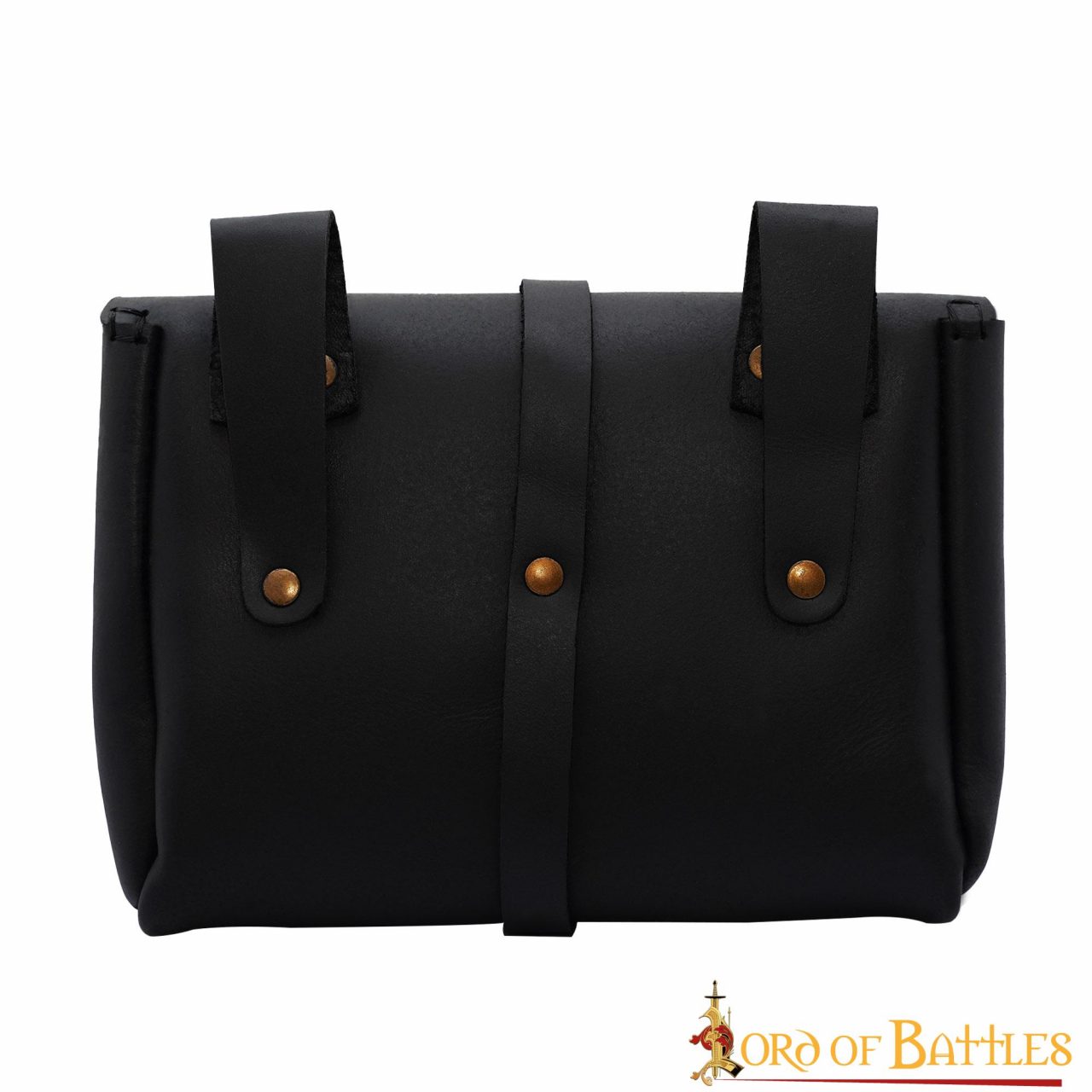Imagen única de: Bolsa de cinturón medieval de cuero con adornos de latón