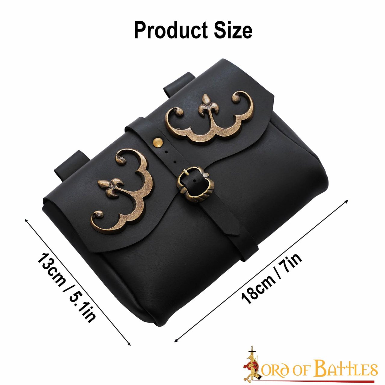 Imagen única de: Bolsa de cinturón medieval de cuero con adornos de latón