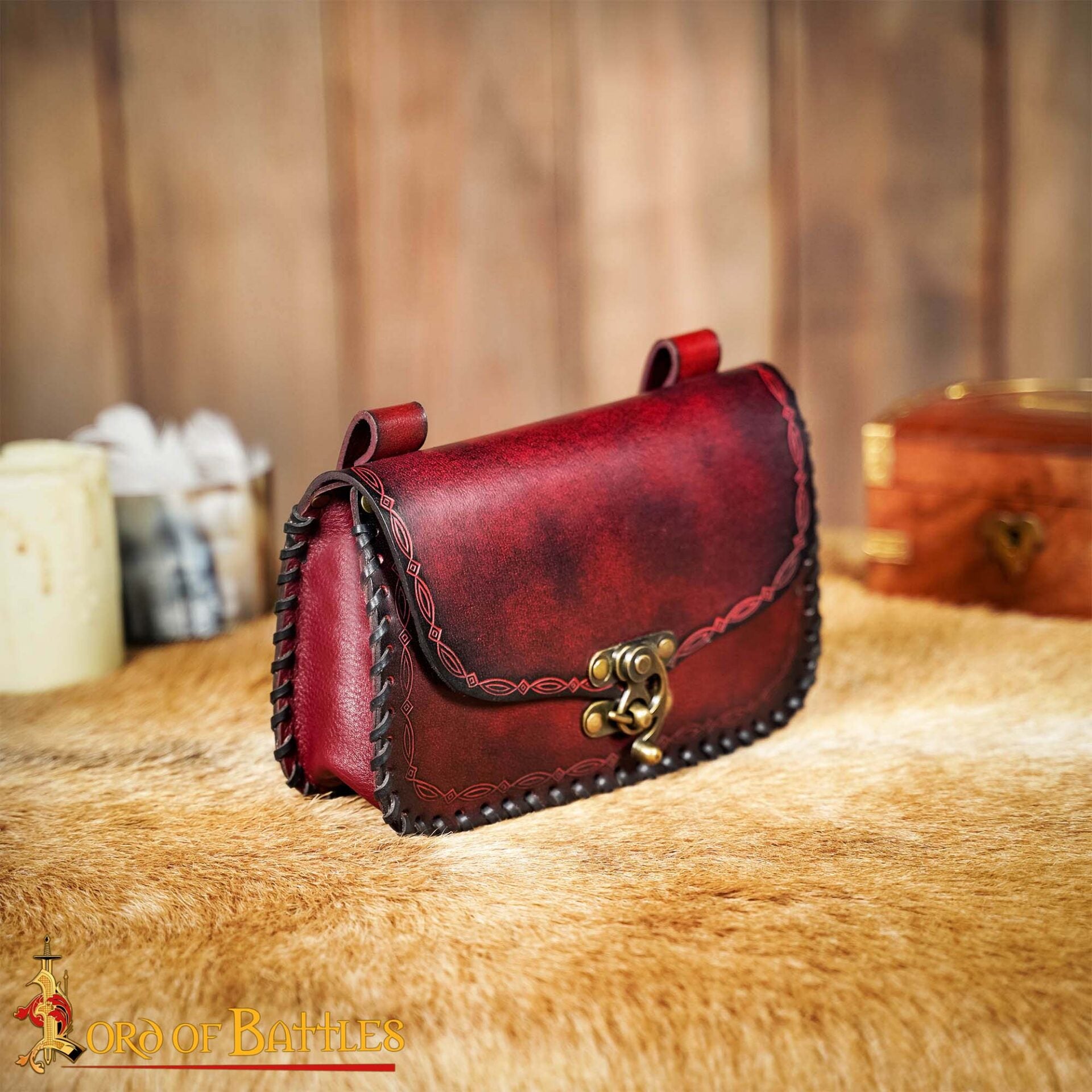 Bolsa de cinturón medieval de cuero repujado — LARP y recreación - imagen 28