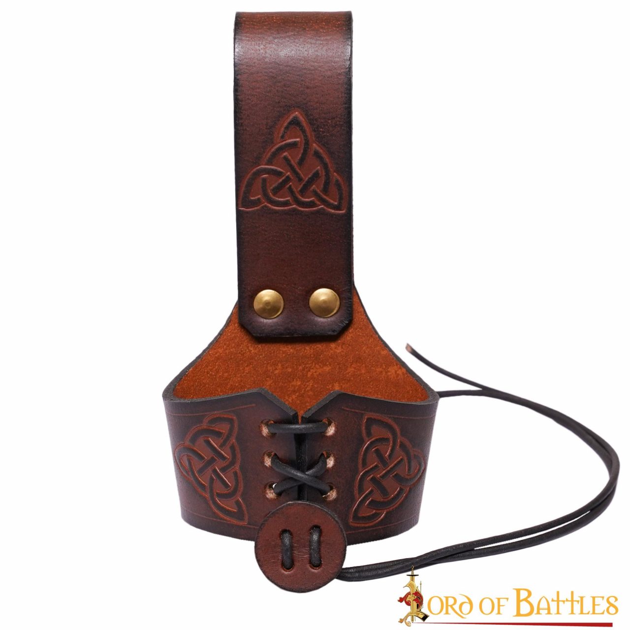 Funda para cuerno de cuero con nudo celta y remaches de latón (S, L) - imagen 16