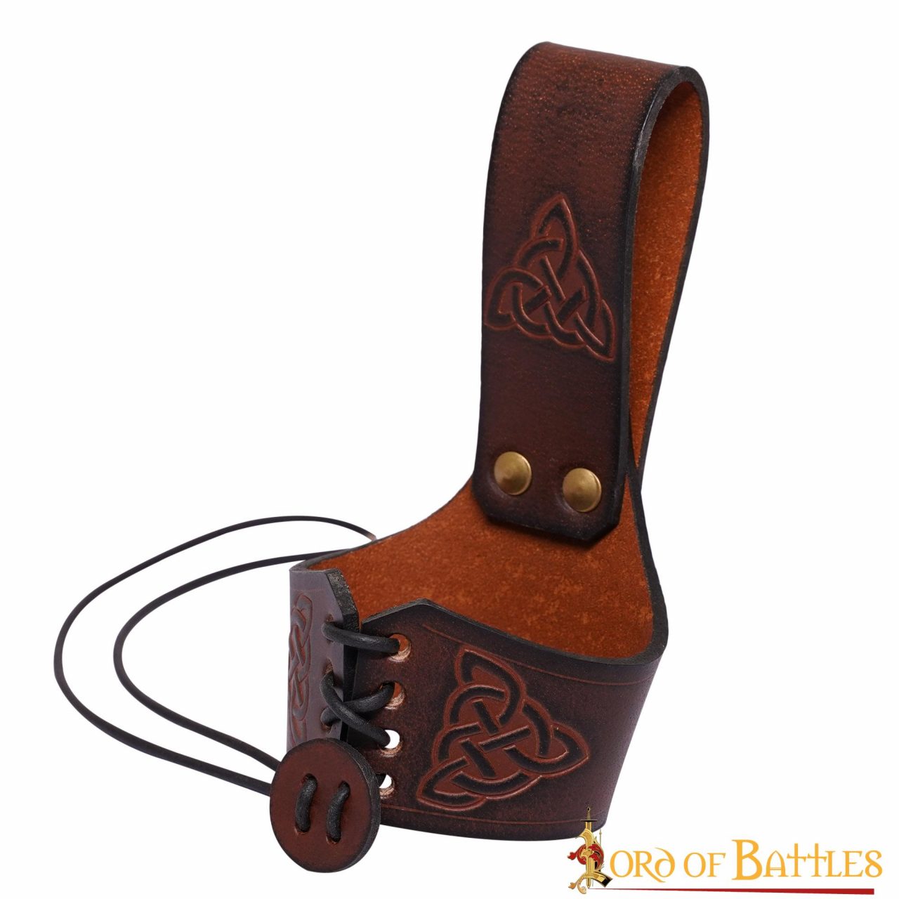 Funda para cuerno de cuero con nudo celta y remaches de latón (S, L) - imagen 9
