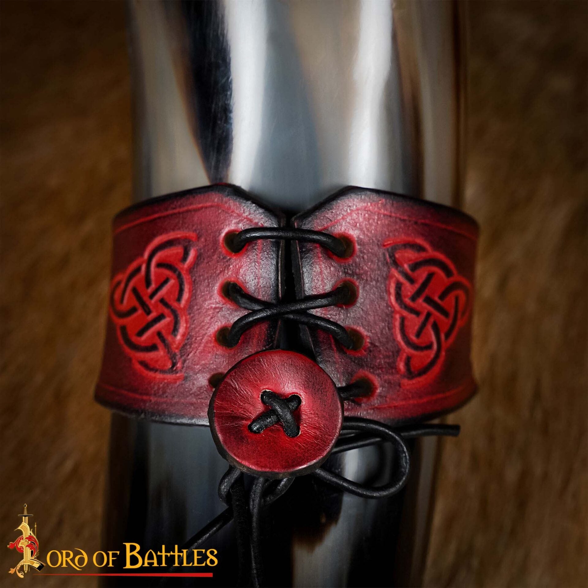 Cuerno de beber vikingo con funda de cuero y porta cinturón con nudo celta - imagen 22