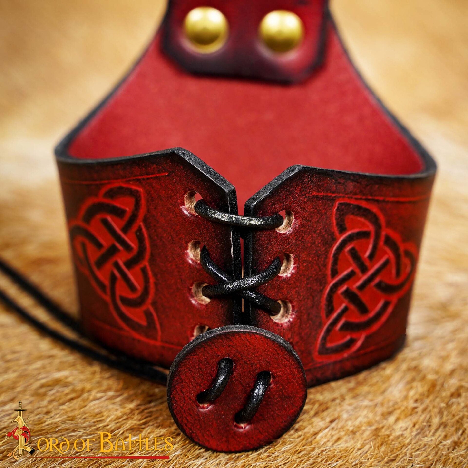 Funda para cuerno de cuero con nudo celta y remaches de latón (S, L) - imagen 23
