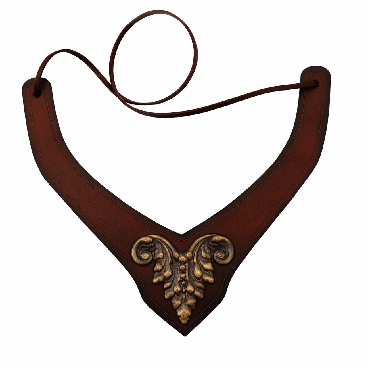 Accesorio de cuero con montura de latón antiguo - Marrón