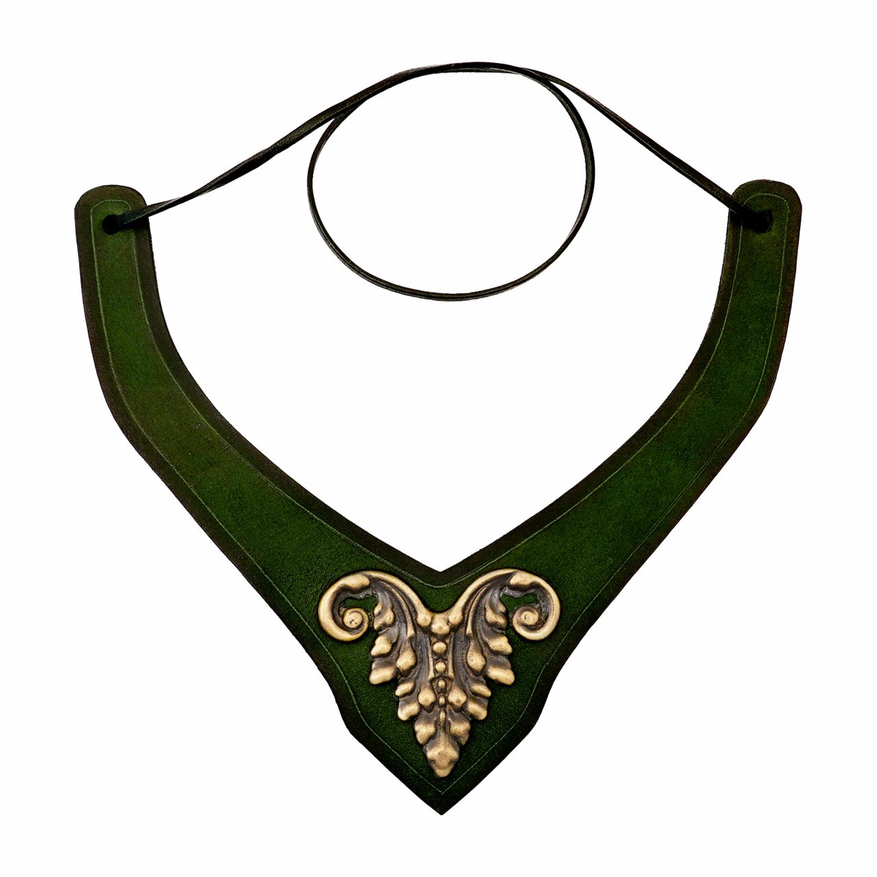 Accesorio de cuero con montura de latón antiguo - Verde