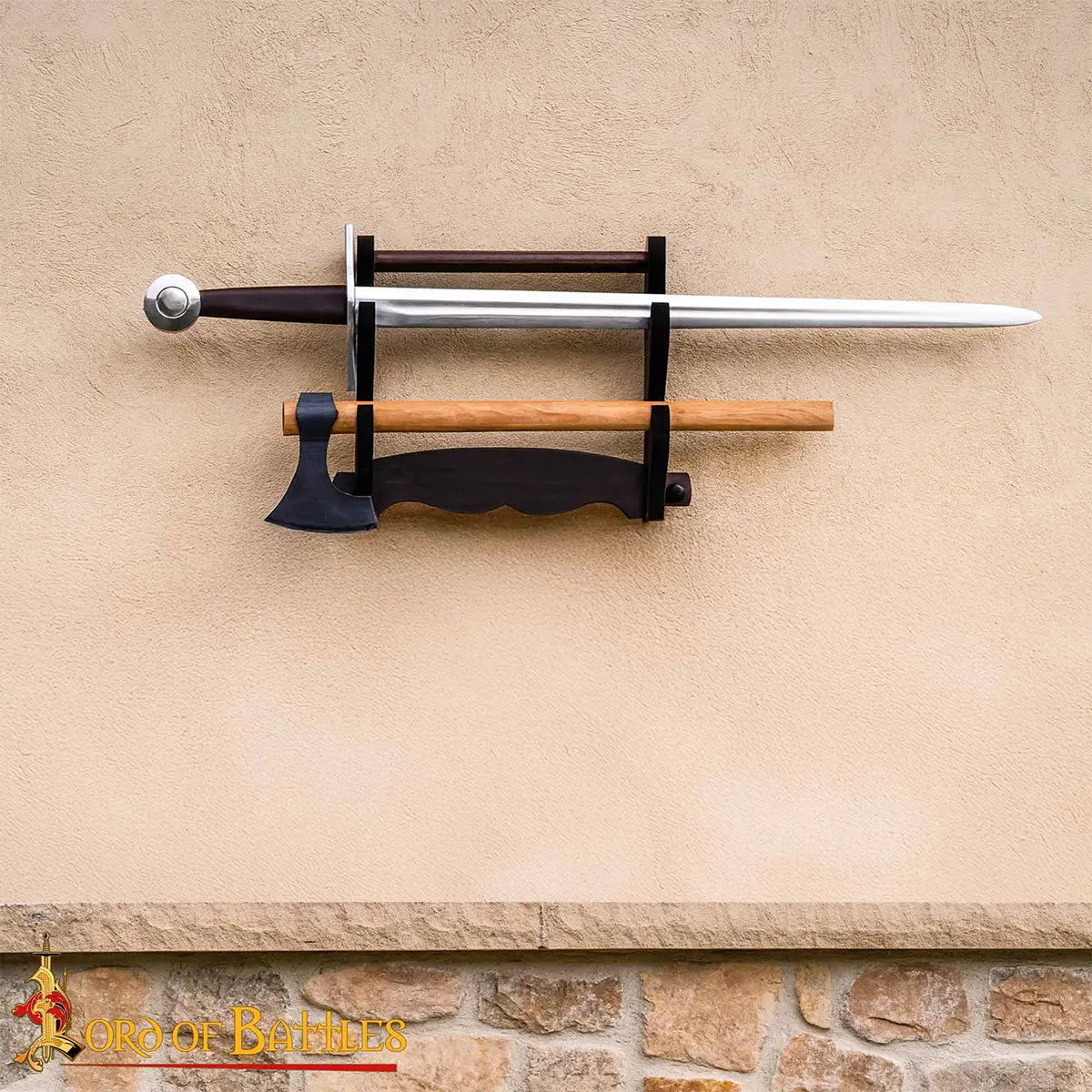 Soporte mural de madera para espadas — 2 niveles - imagen 6