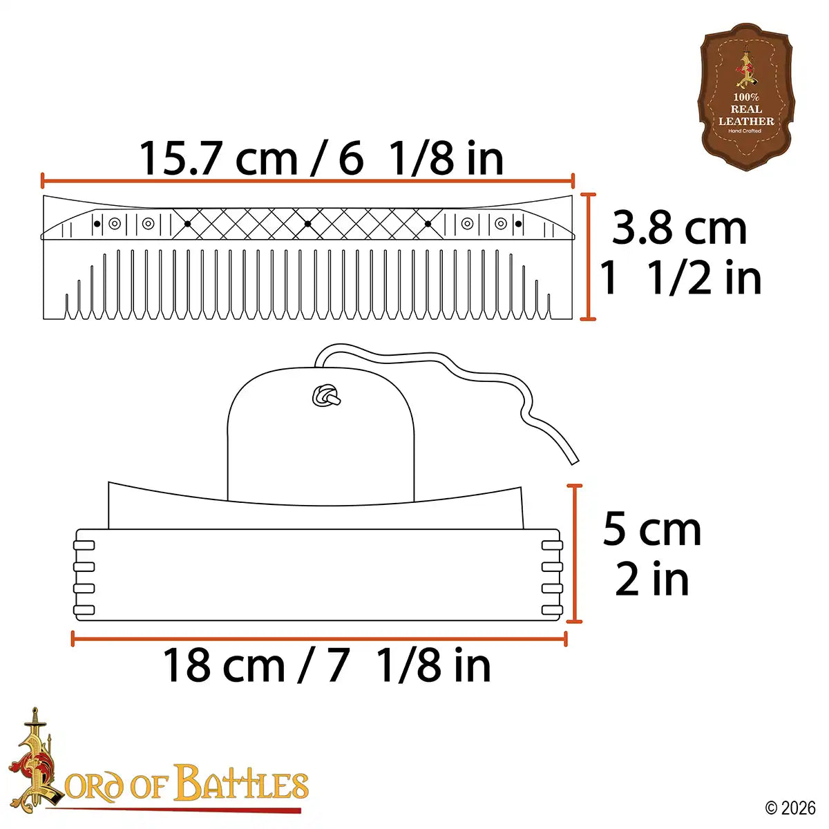 Peine artesanal de hueso, estilo vikingo y medieval (con funda) - imagen 18