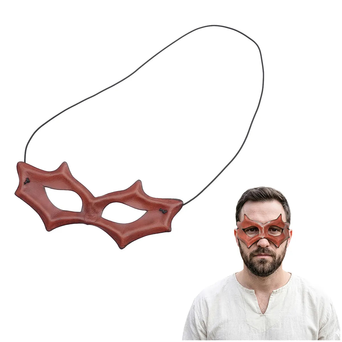 Imagen única de: Máscara de cuero genuino para LARP y cosplay