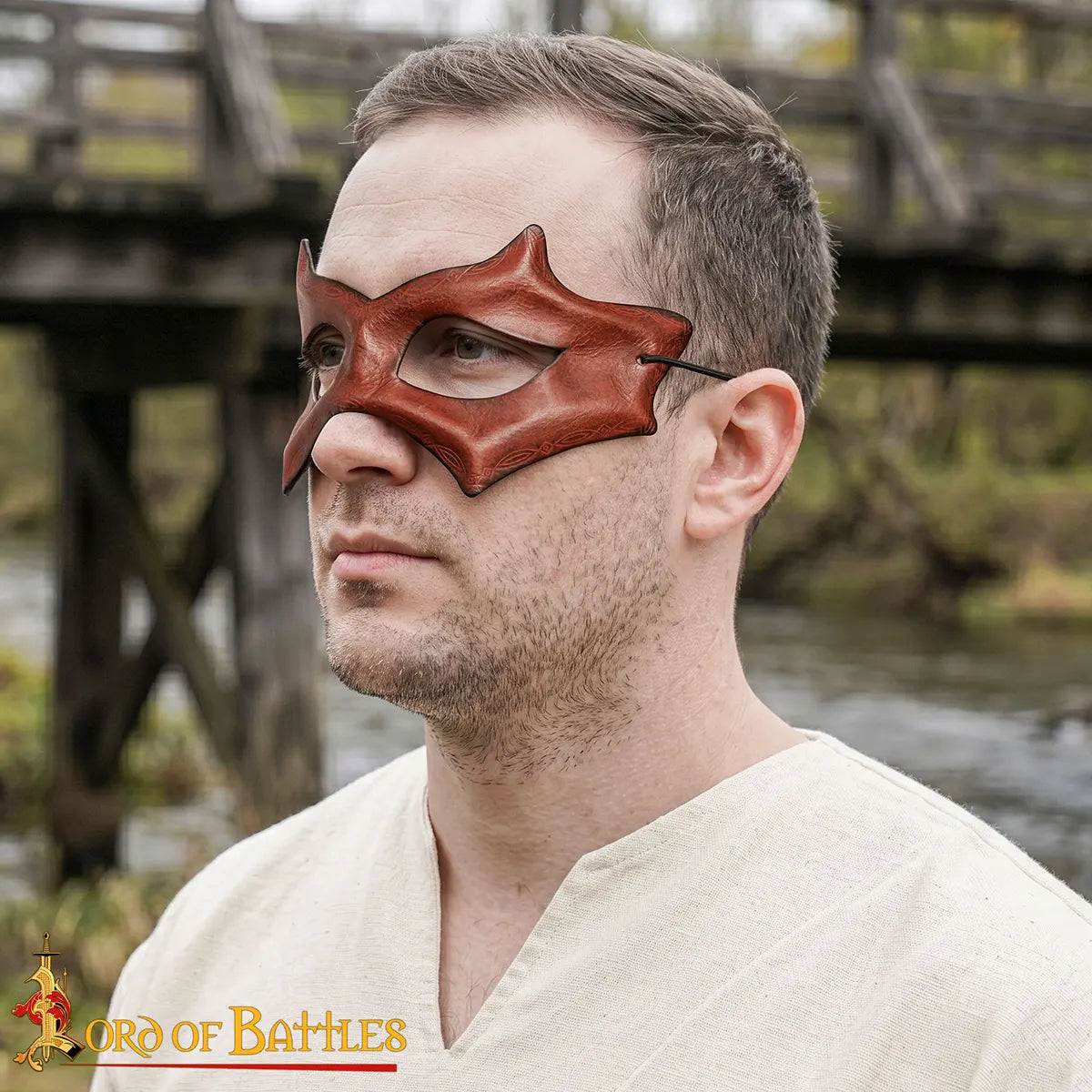 Imagen única de: Máscara de cuero genuino para LARP y cosplay