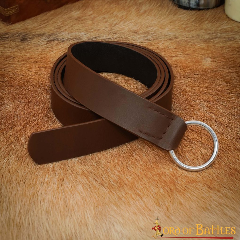 Cinturón medieval de cuero genuino con anilla de acero - imagen 8