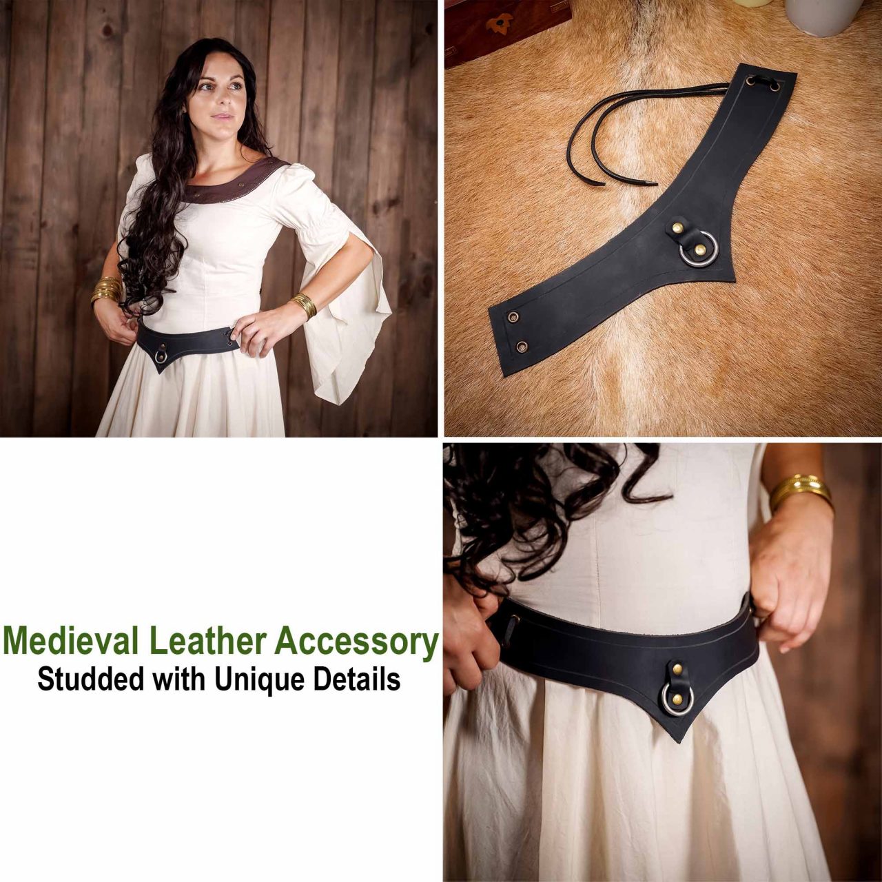 Accesorio de cuero genuino con anilla de acero para LARP y cosplay - imagen 5
