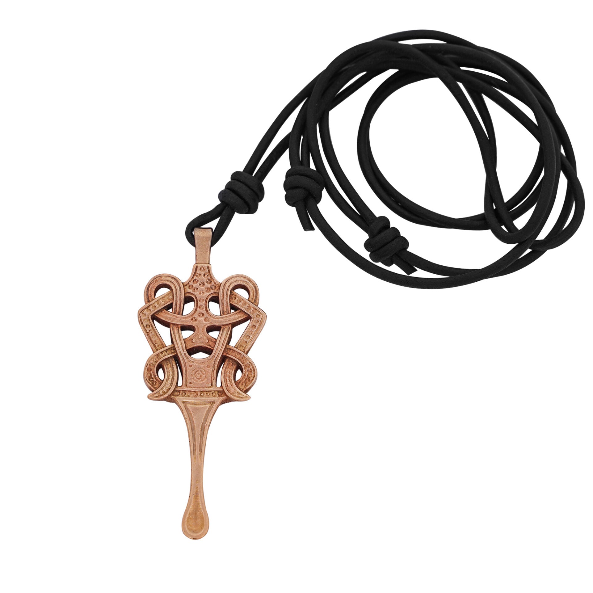 Colgante de bronce con nudo celta y cordón de cuero - imagen 9