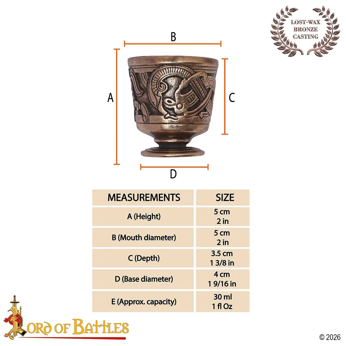 Copa ritual de bronce grabada, siglo XII, fundición a la cera perdida - imagen 3