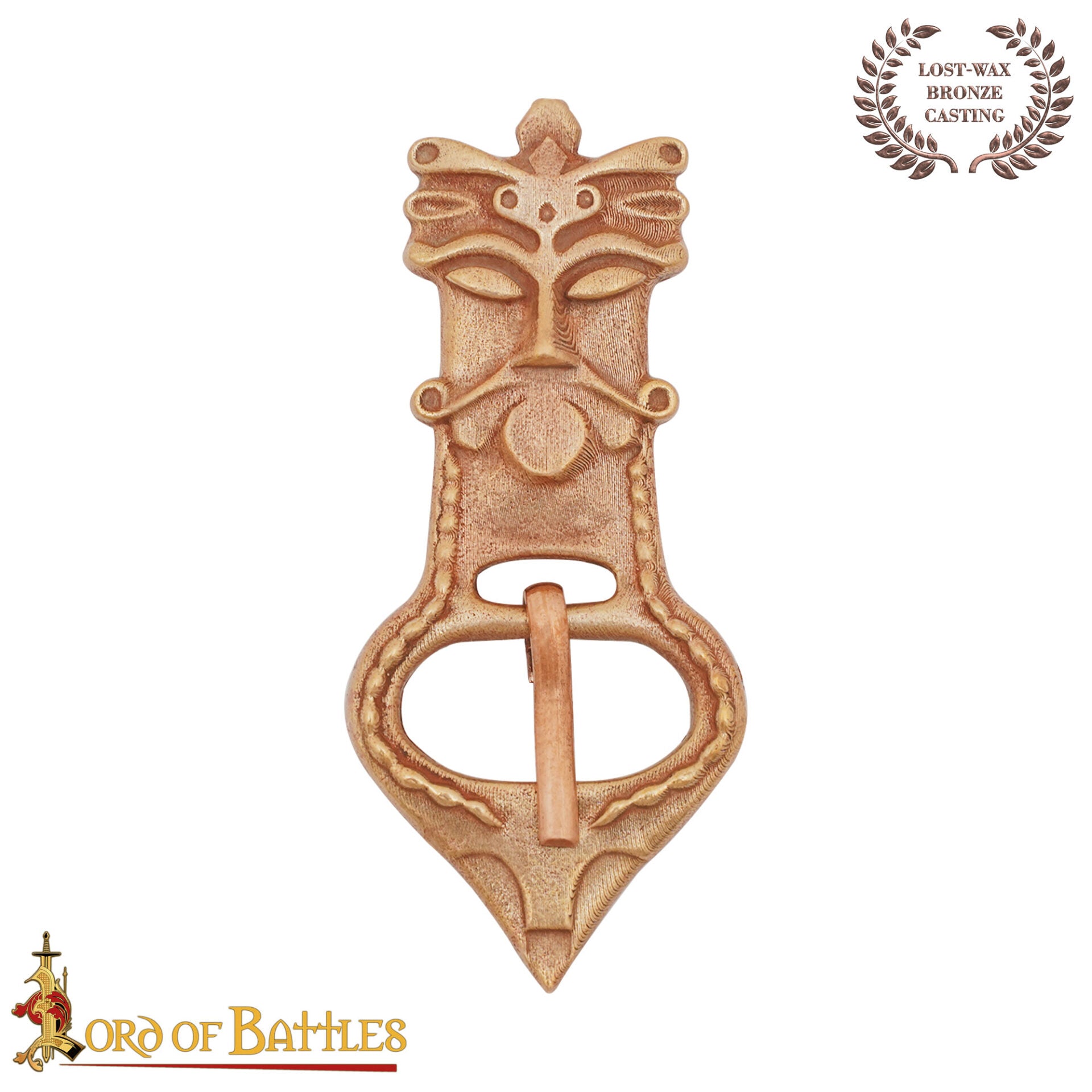 Hebilla de cinturón celta con cabeza masculina en bronce - imagen 12