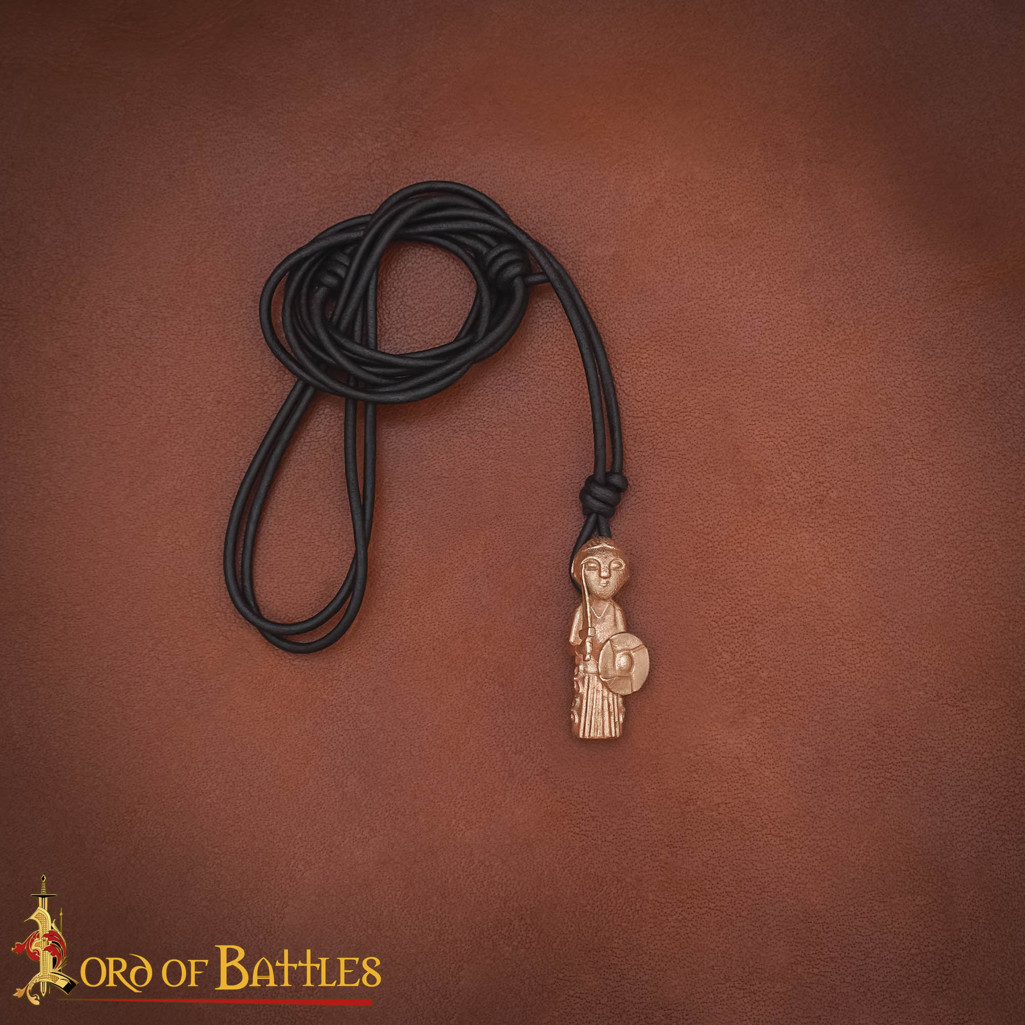 Colgante Valquiria vikingo en bronce — fundición a cera perdida, cordón de cuero ajustable - imagen 12