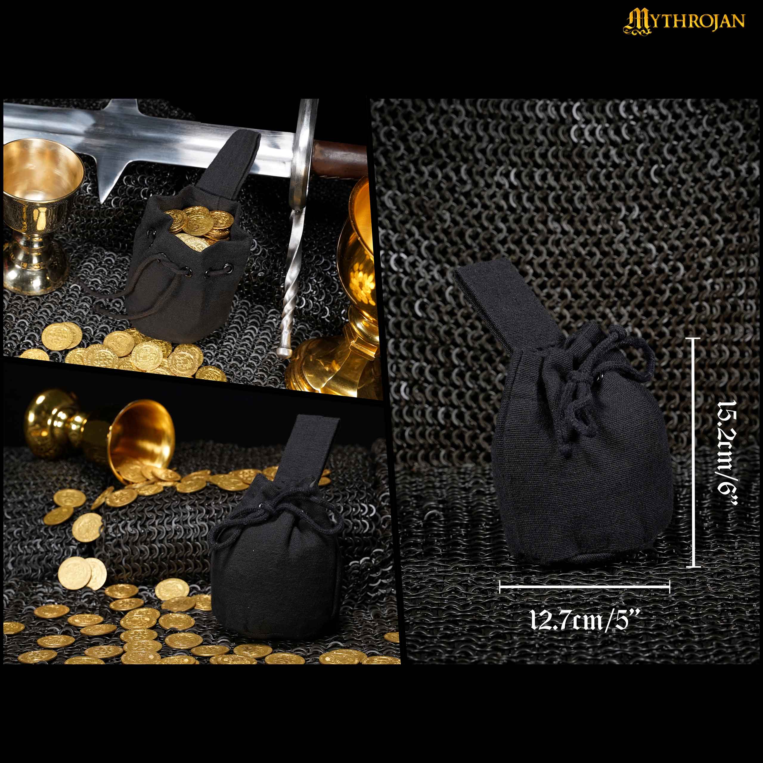Bolsa de cinturón medieval en lona de algodón con cordón - imagen 13