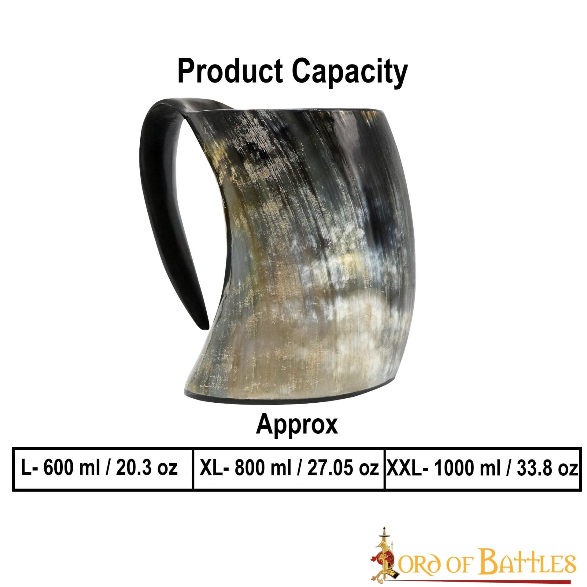Jarra vikinga de cuerno natural pulido con asa (600/800 ml) - imagen 11