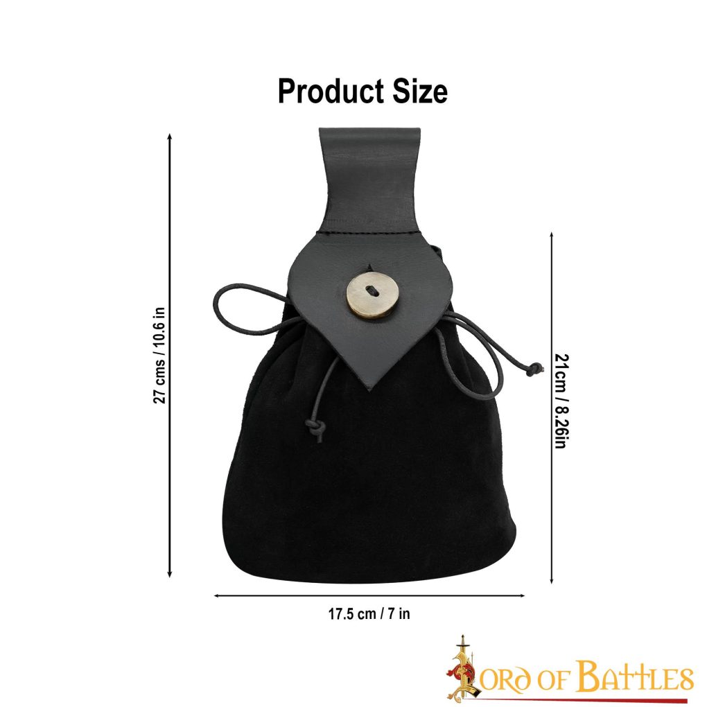Bolsa de cinturón medieval en cuero y ante con botón de cuerno - imagen 16