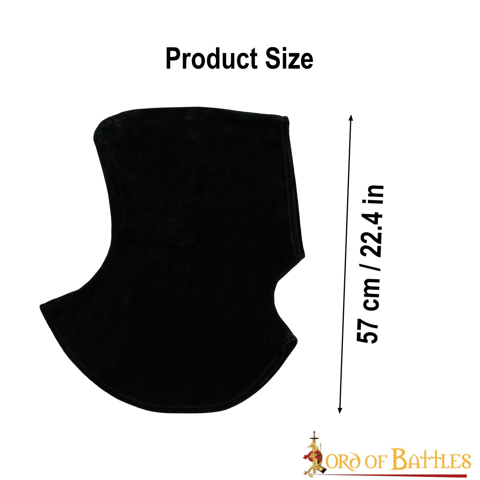 Imagen única de: Capucha de Piel de Ante Negra con Cuello Ancho - Estilo Medieval Artesanal