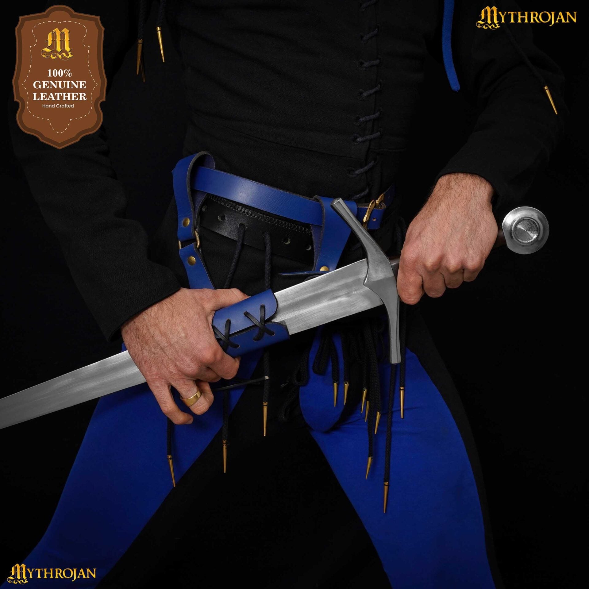Soporte ajustable de cuero genuino para vaina y espada (cinturones hasta 6 cm) - imagen 15