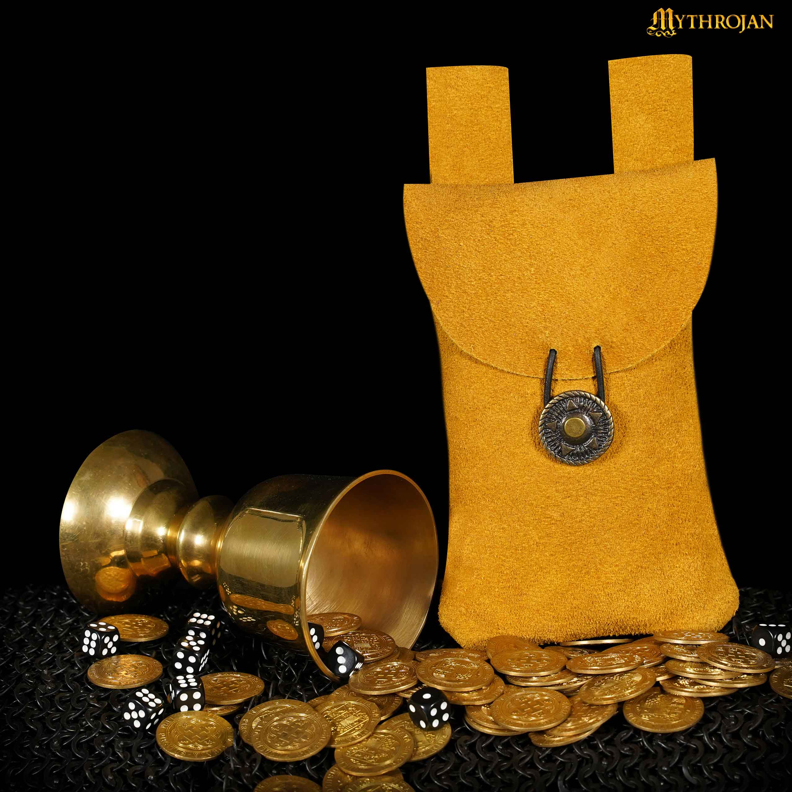 Bolsa de cinturón de gamuza Mythrojan con botón de latón - imagen 15