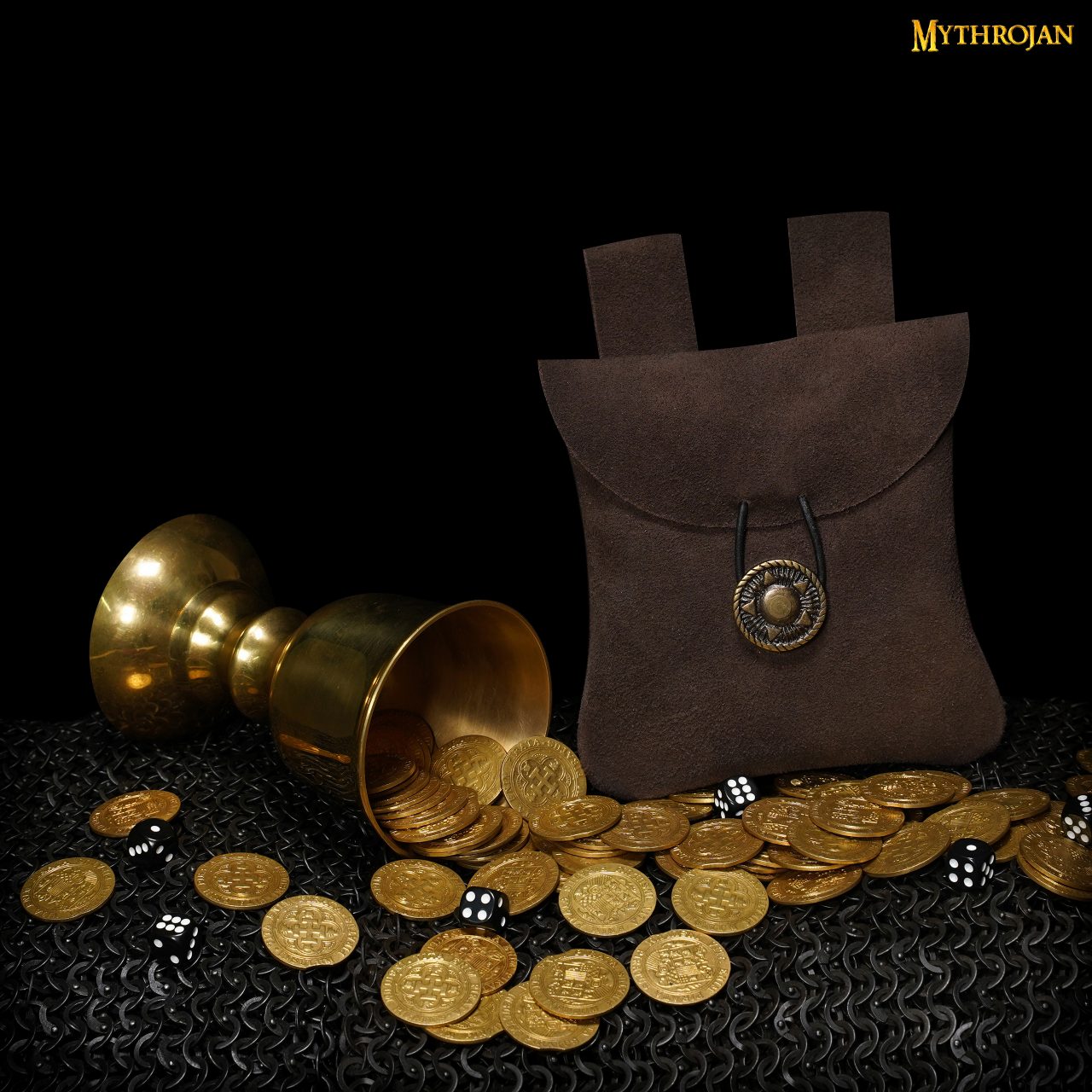 Bolsa de cinturón de gamuza Mythrojan con botón de latón - imagen 18