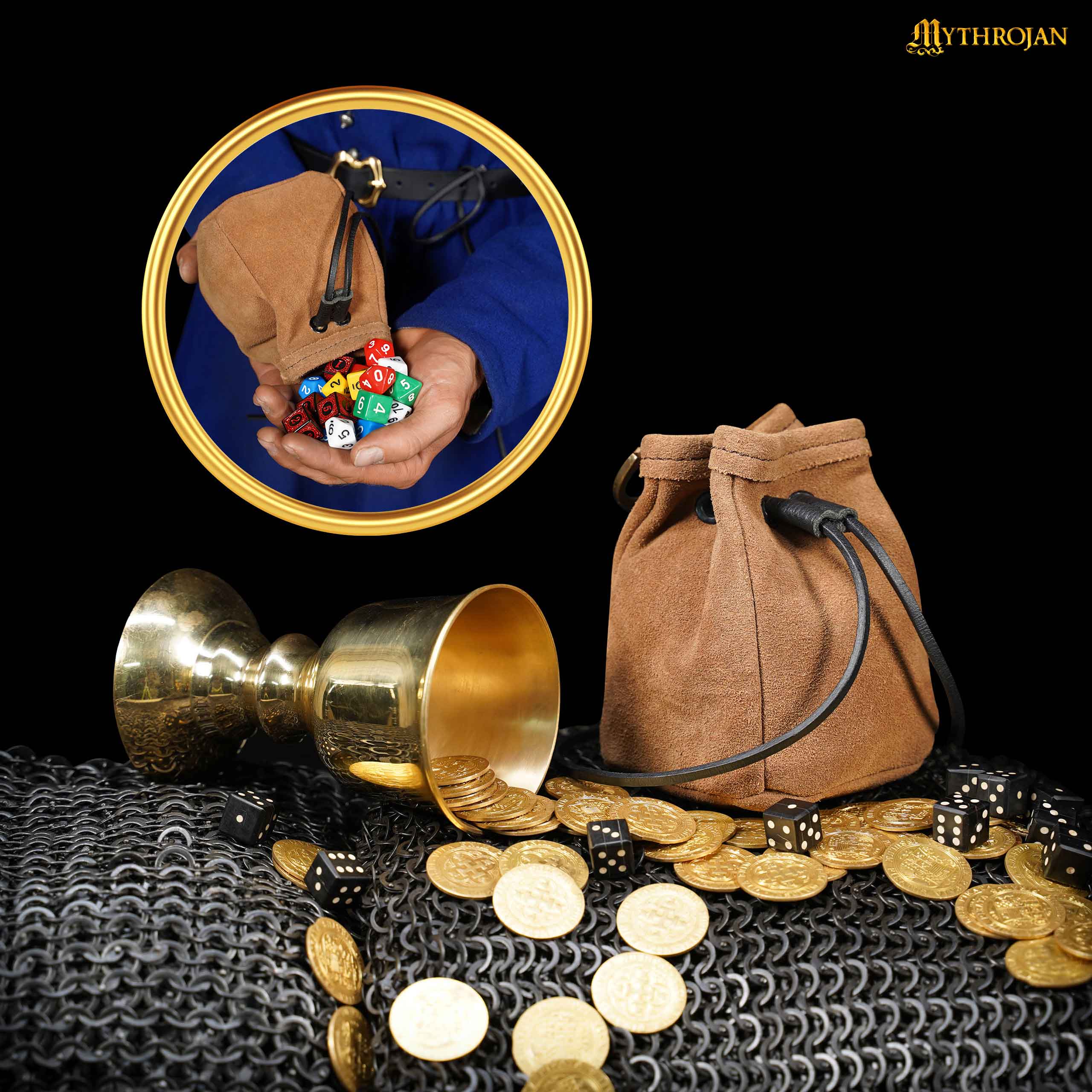 Bolsa de cinturón medieval con cordón, gamuza 5×4 - imagen 14